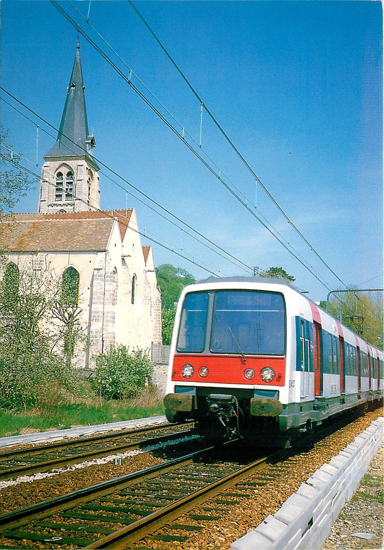 CPM Palaiseau le RER & l'église St Martin le 5 octobre 1985