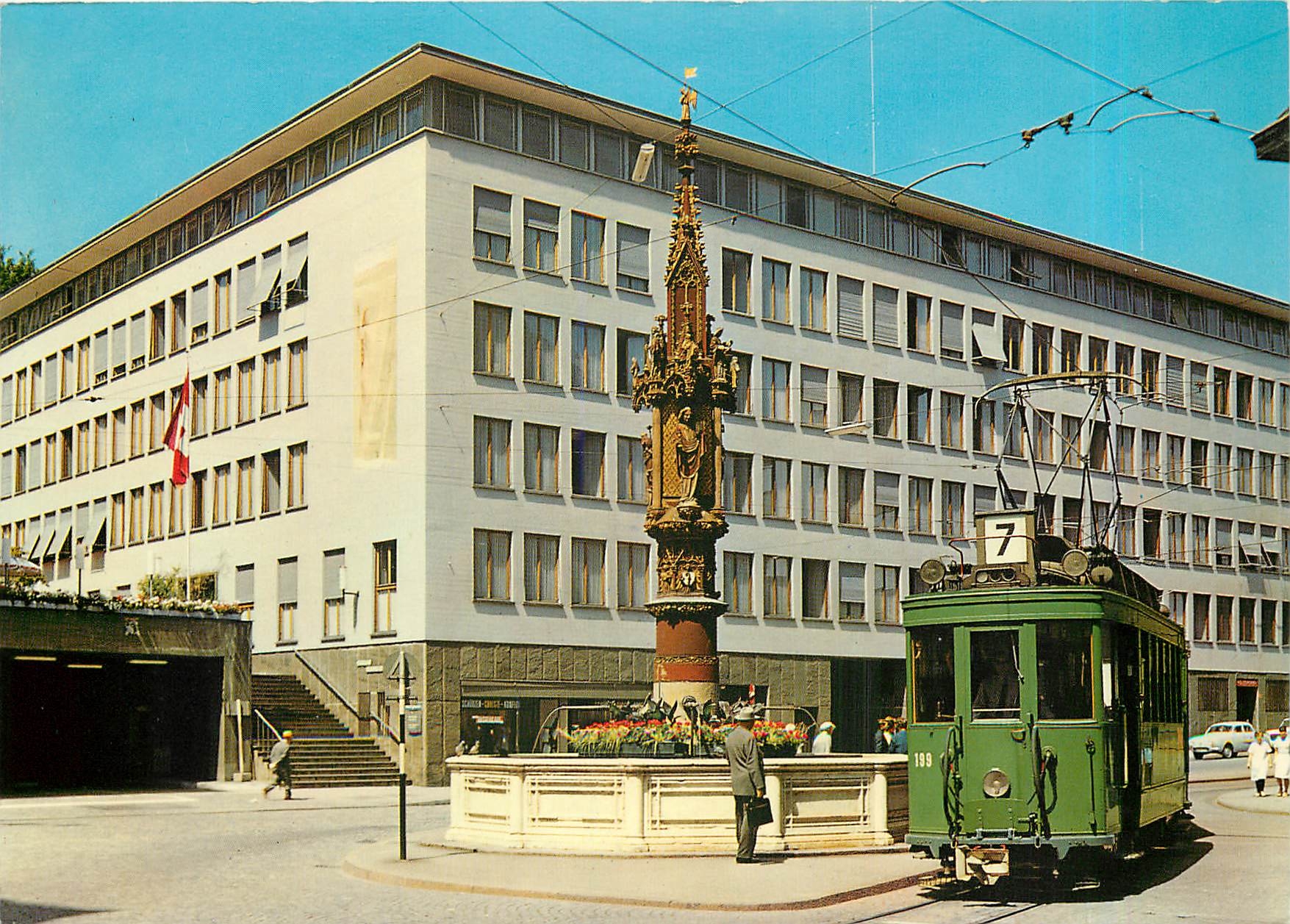 CPM Bâle fontaine du marché au poisson