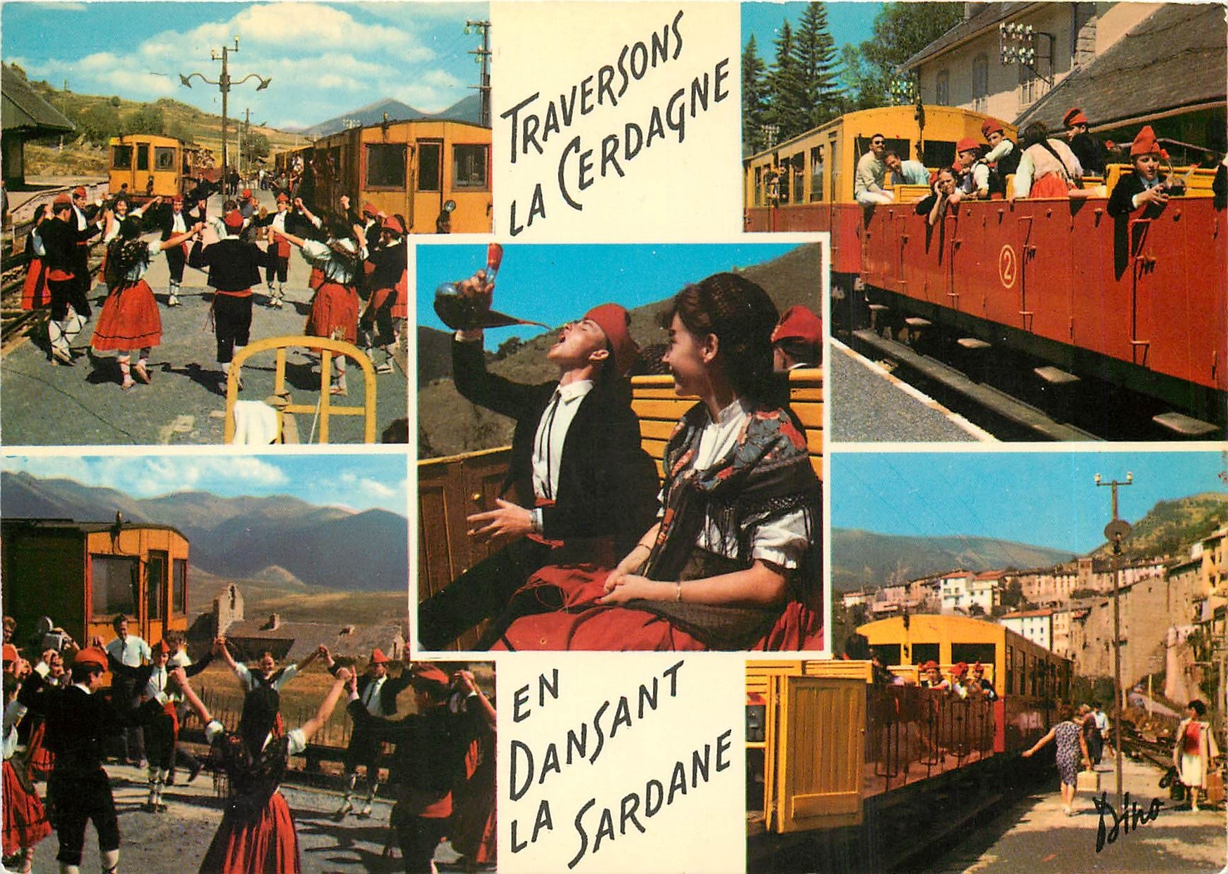 CPM Groupe folklorique catalon sur le petit train Sang et Or