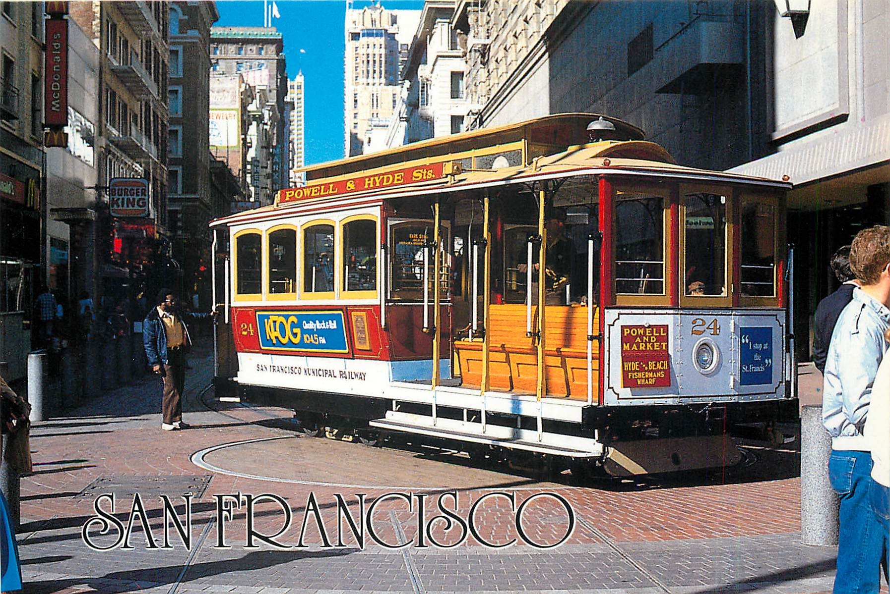 CPM San Francisco cable car turnable at powell and market streets