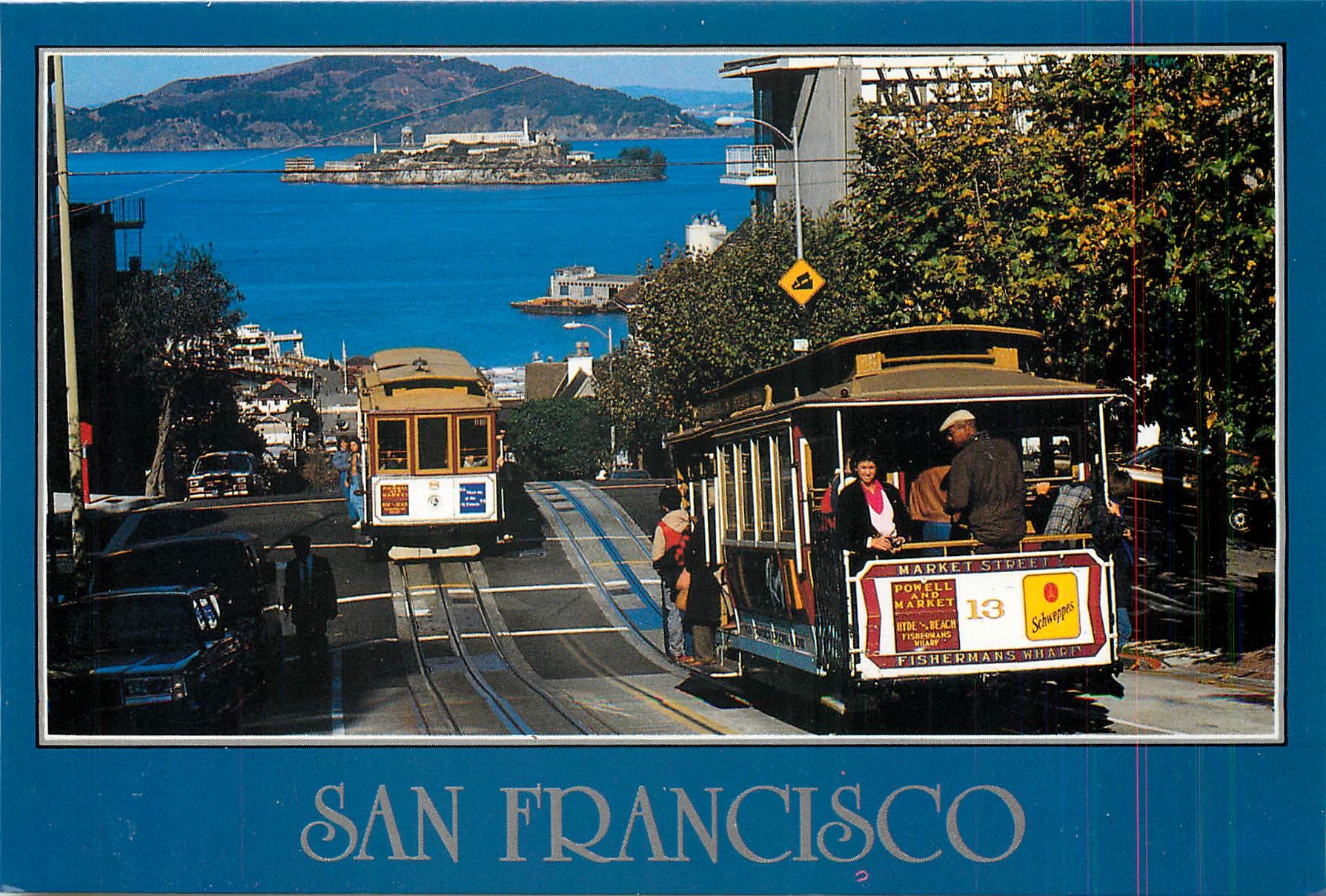 CPM San Francisco cable cars passing on the hide street line stop Russian hill 