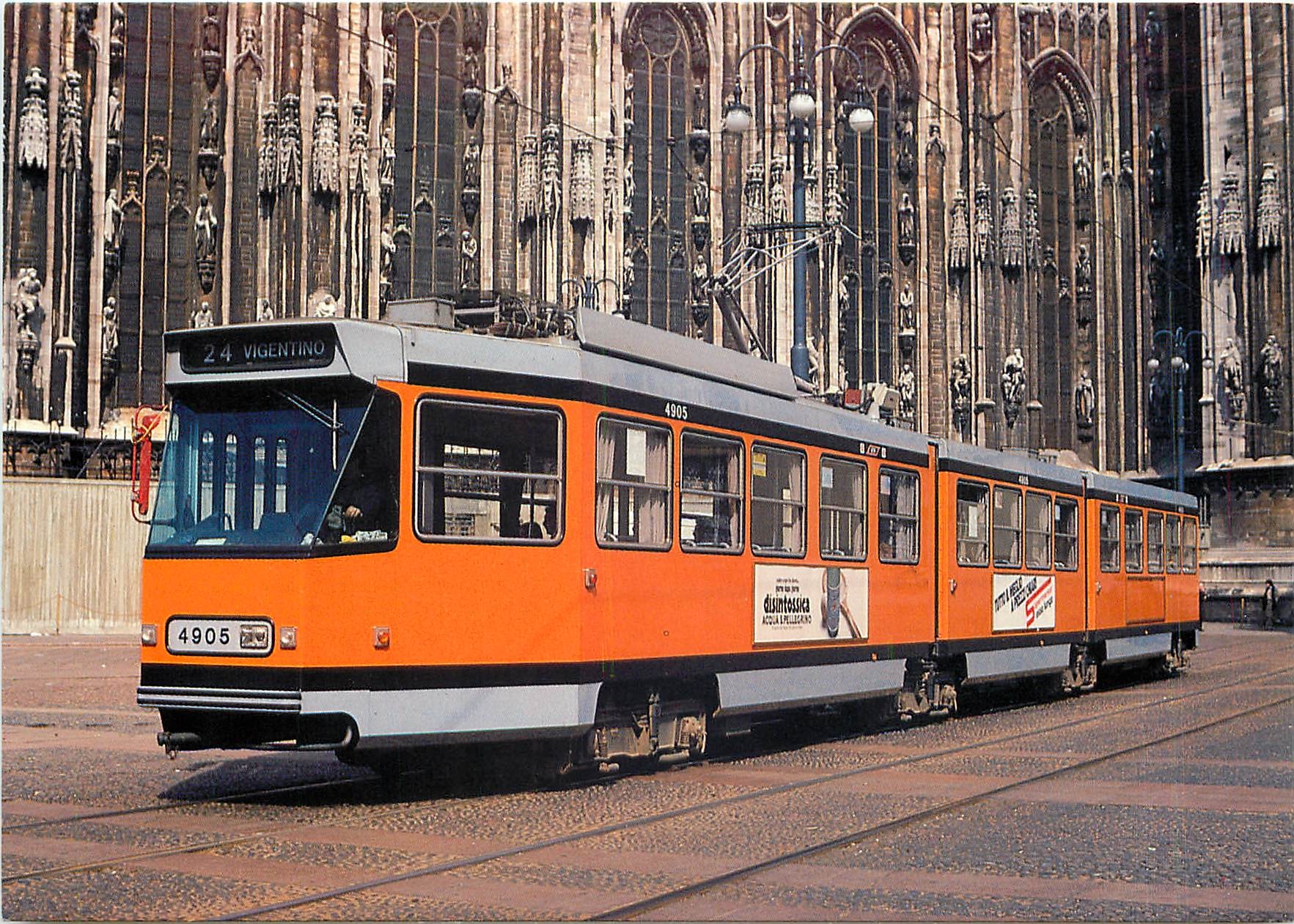 CPM ATM City of Milan articulated tramcar 4905 in front of the cathedral 
