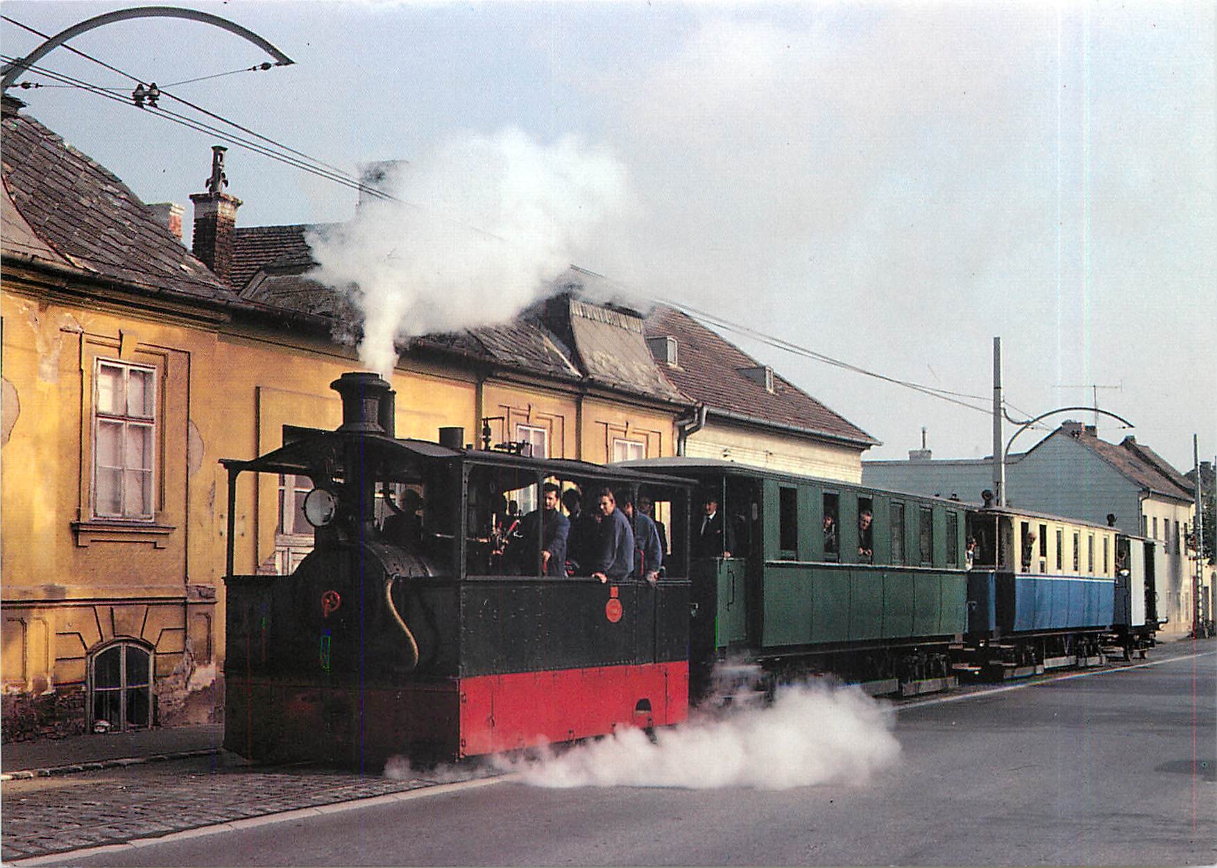 CPM WLB steam tramway locomotive no 11 heading railfan special in Baden Austria 