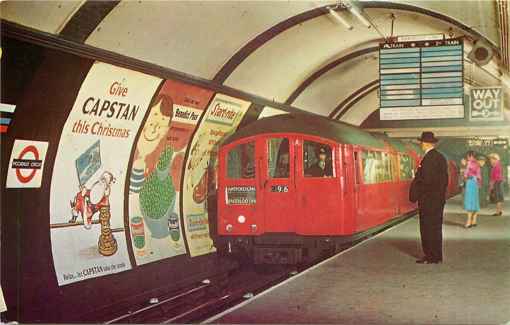CPM Tube train entering Piccadilly Circus Station London 