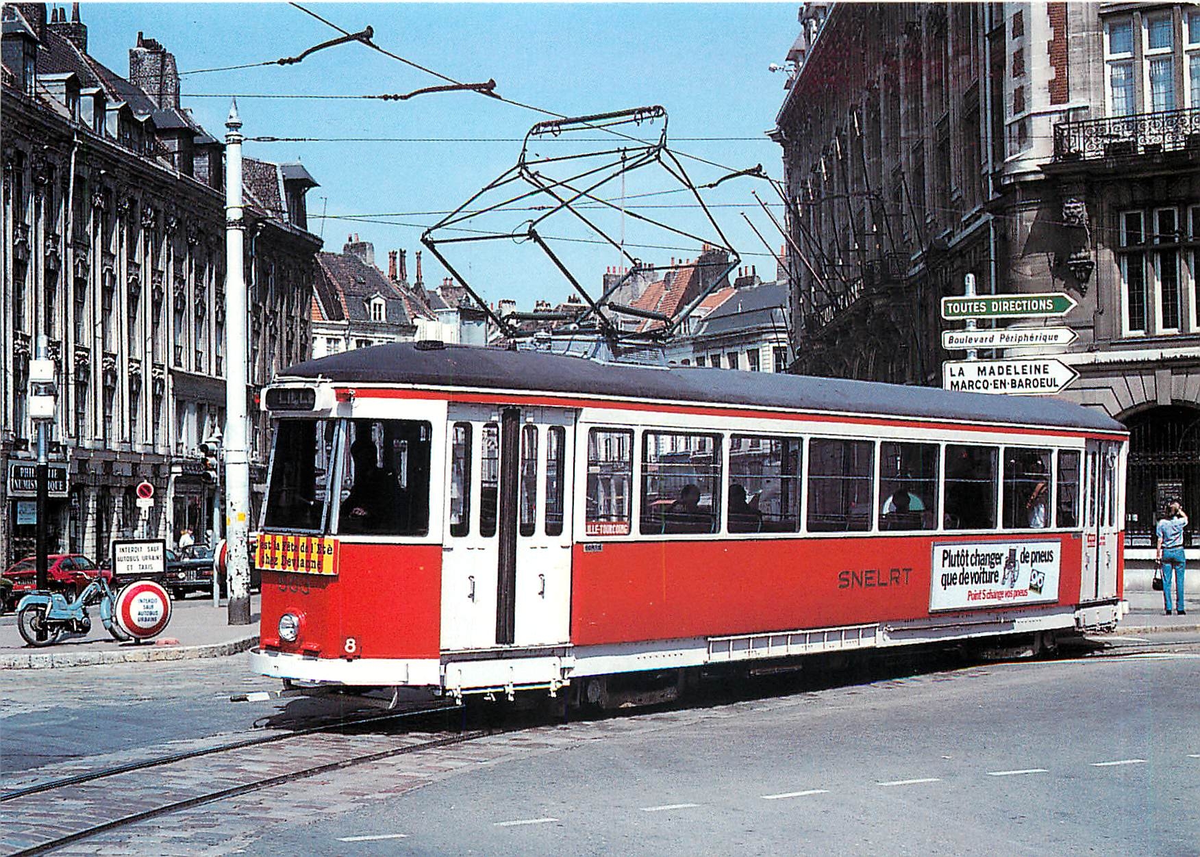 CPM Snelrt Lille electric tramcar 503 at the terminus theatre