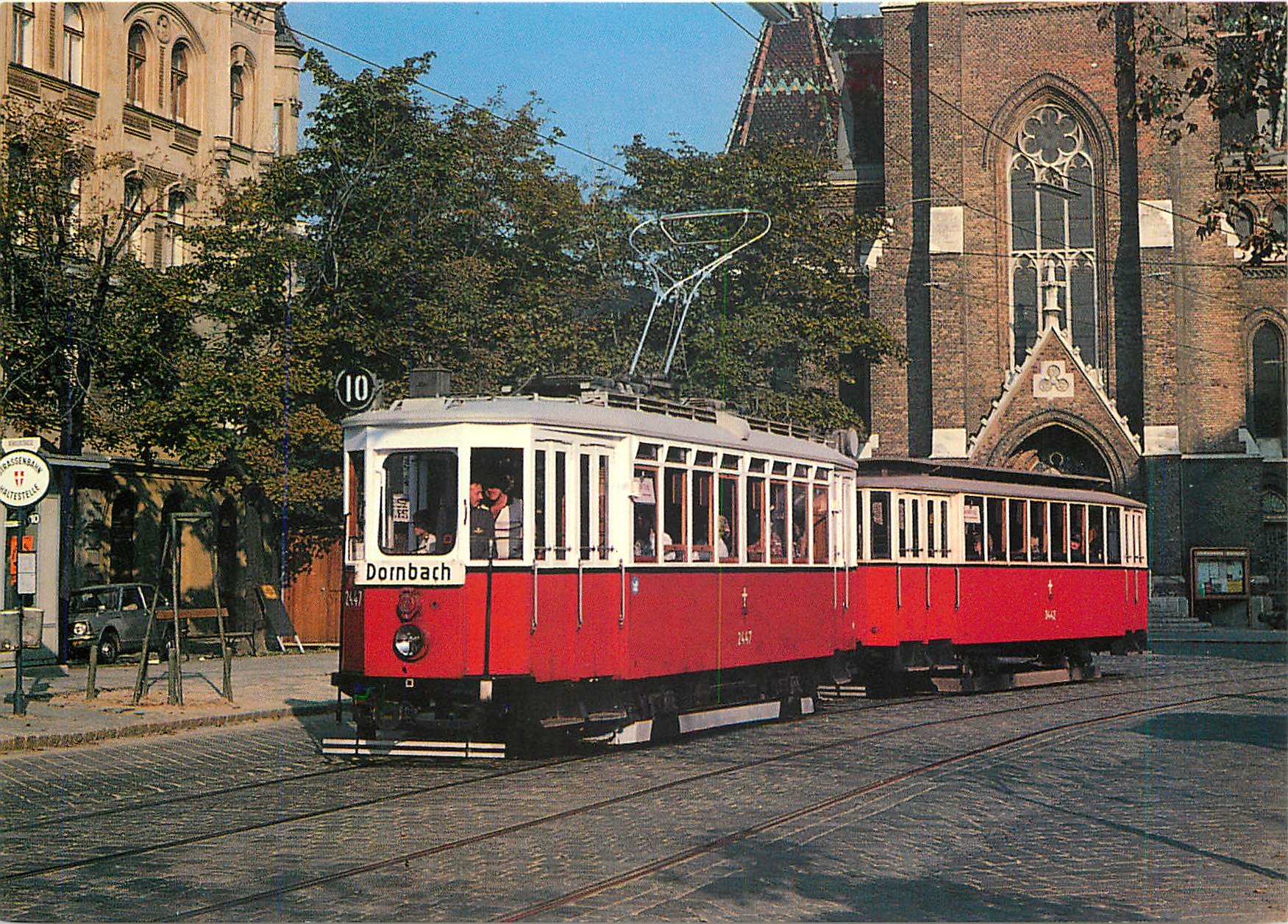 CPM VEF restored tram car type K no 2447 at Laurentiusplatz Vienna