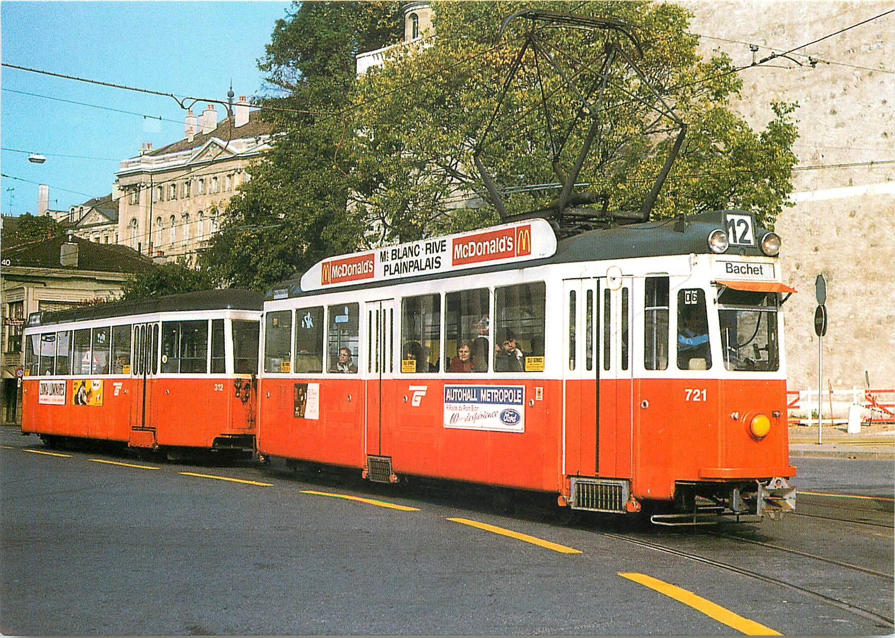 CPM Transports Publics de Geneve Motor coach Be 4 4 721 and trailer B4 312 
