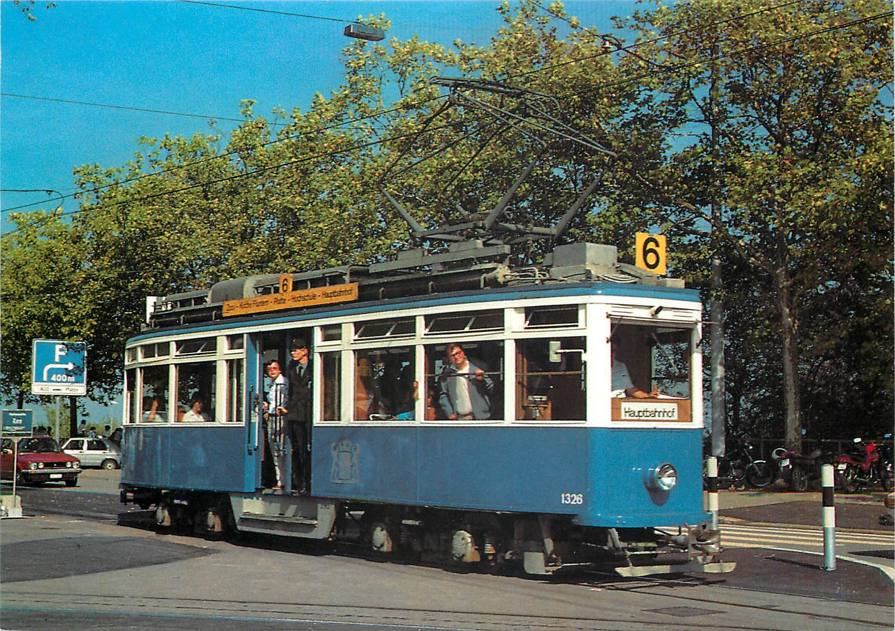 cPM Zurchertram Vierachstriebwagen Linie 6 Be 4 4 1326