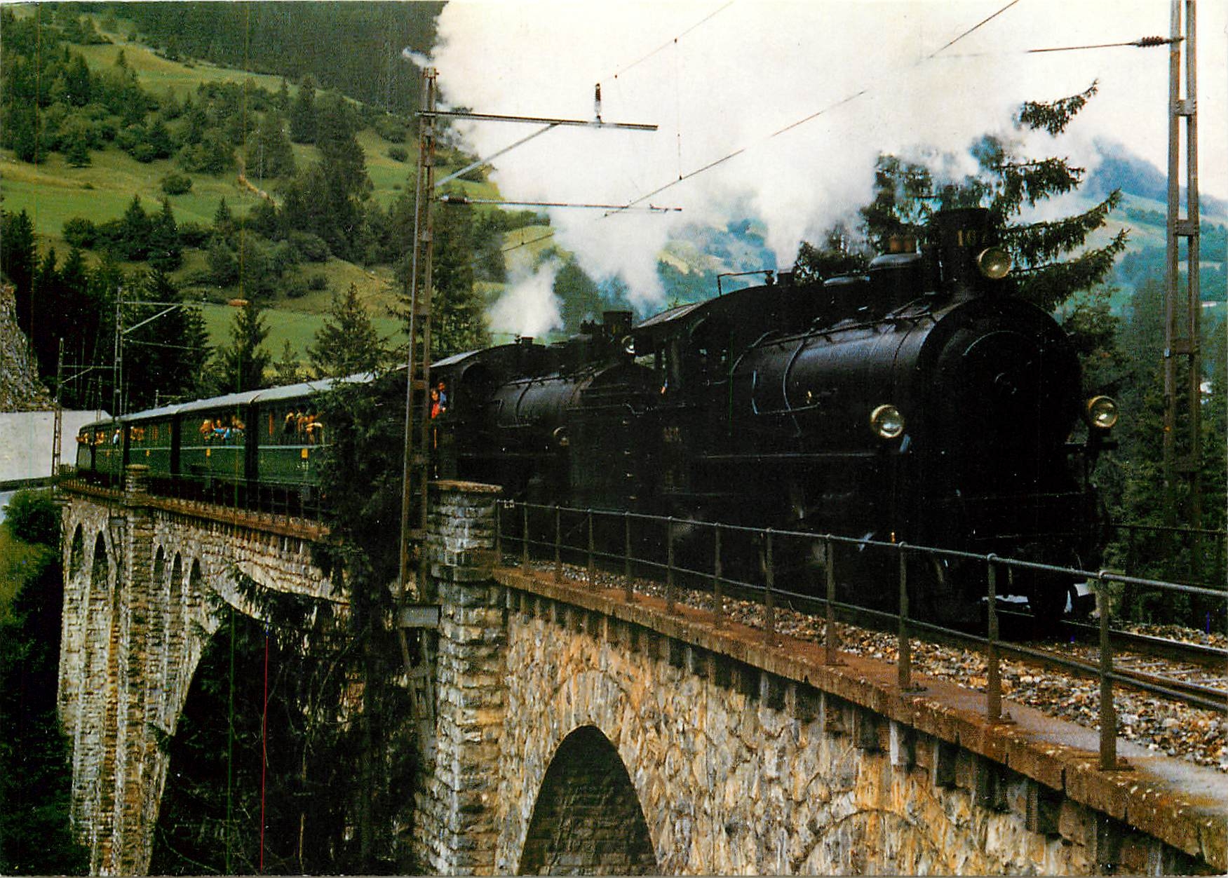 CPM Dampfextrazug der Rhatischen Bahn auf dem Soliser Viadukt