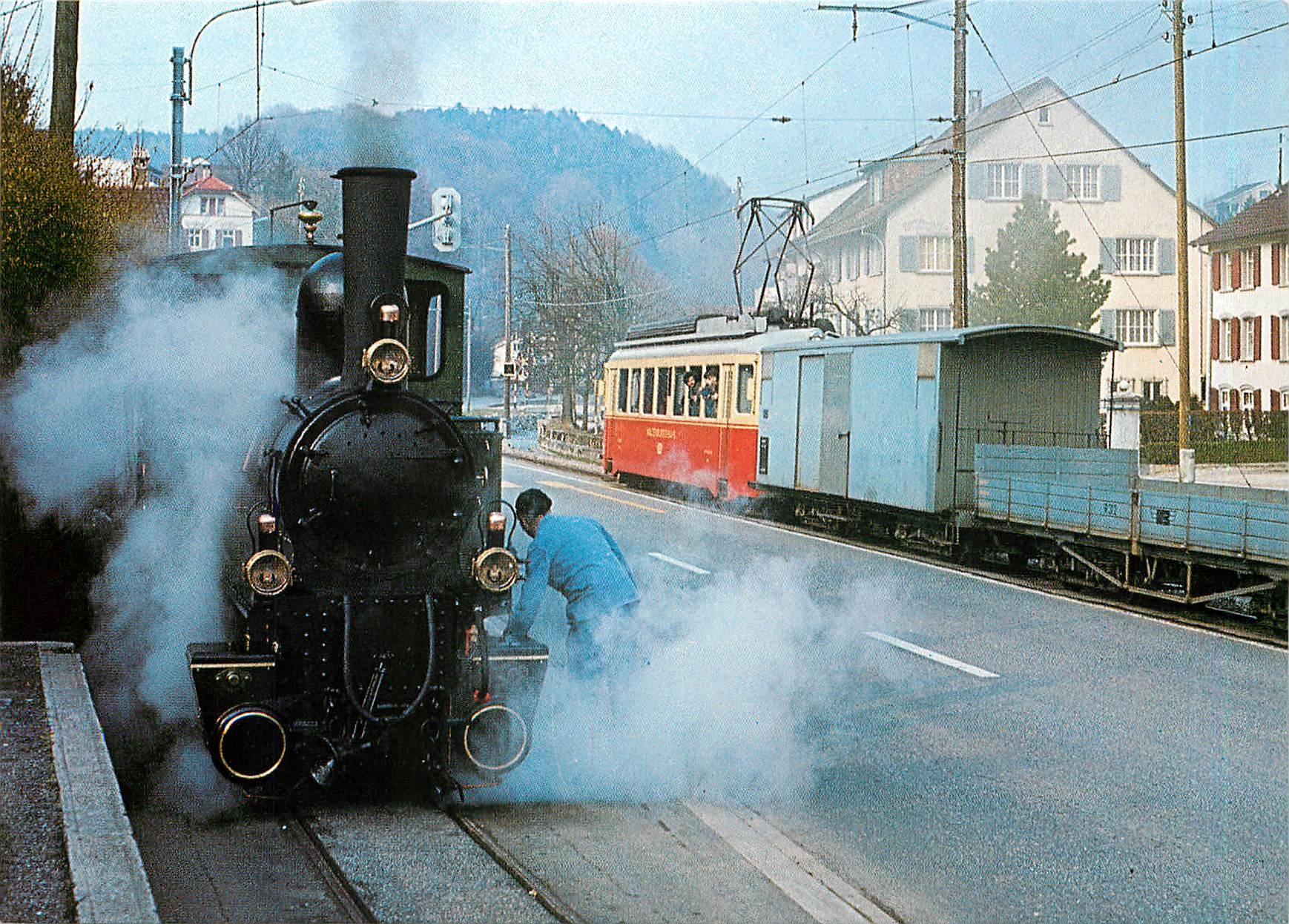 CPM Dampfzug auf dem Stumpengleis in Niederdorf