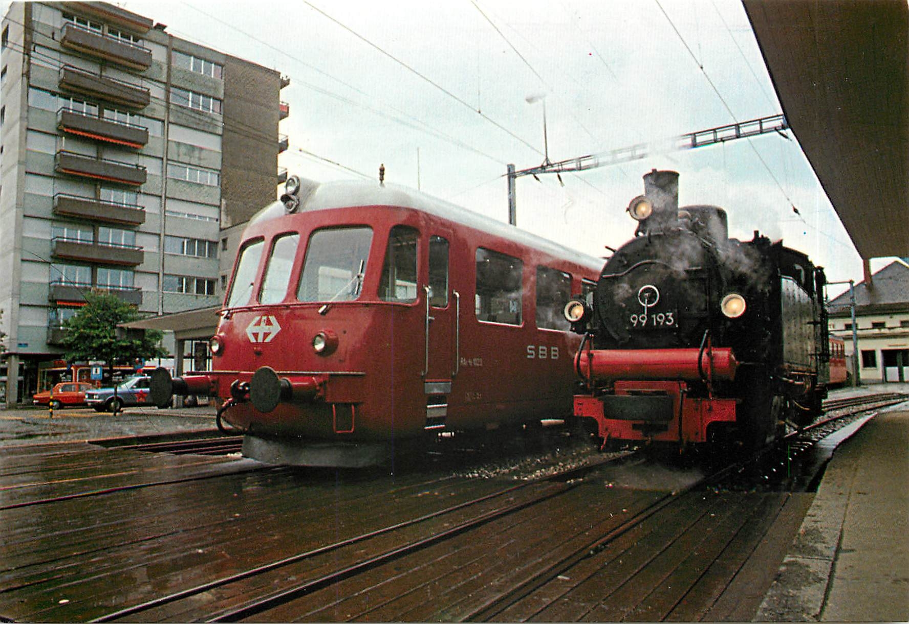 CPM Chemin de fer touristique Blonay Chamby Region Montreux Vevey Suisse En gare de Bulle GFM la 991