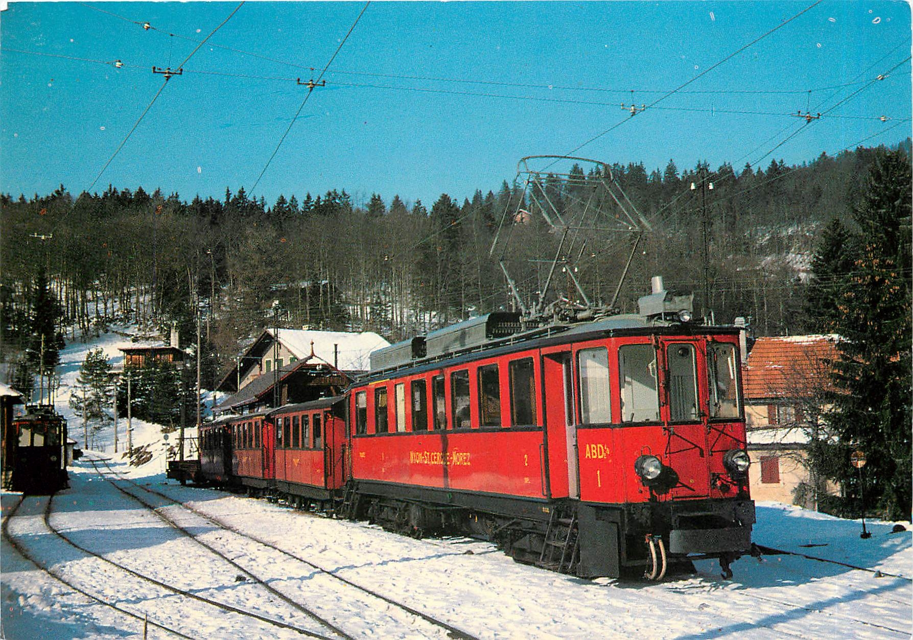 CPM Tram CP 74 Neige et soleil au Nyon St Cergue