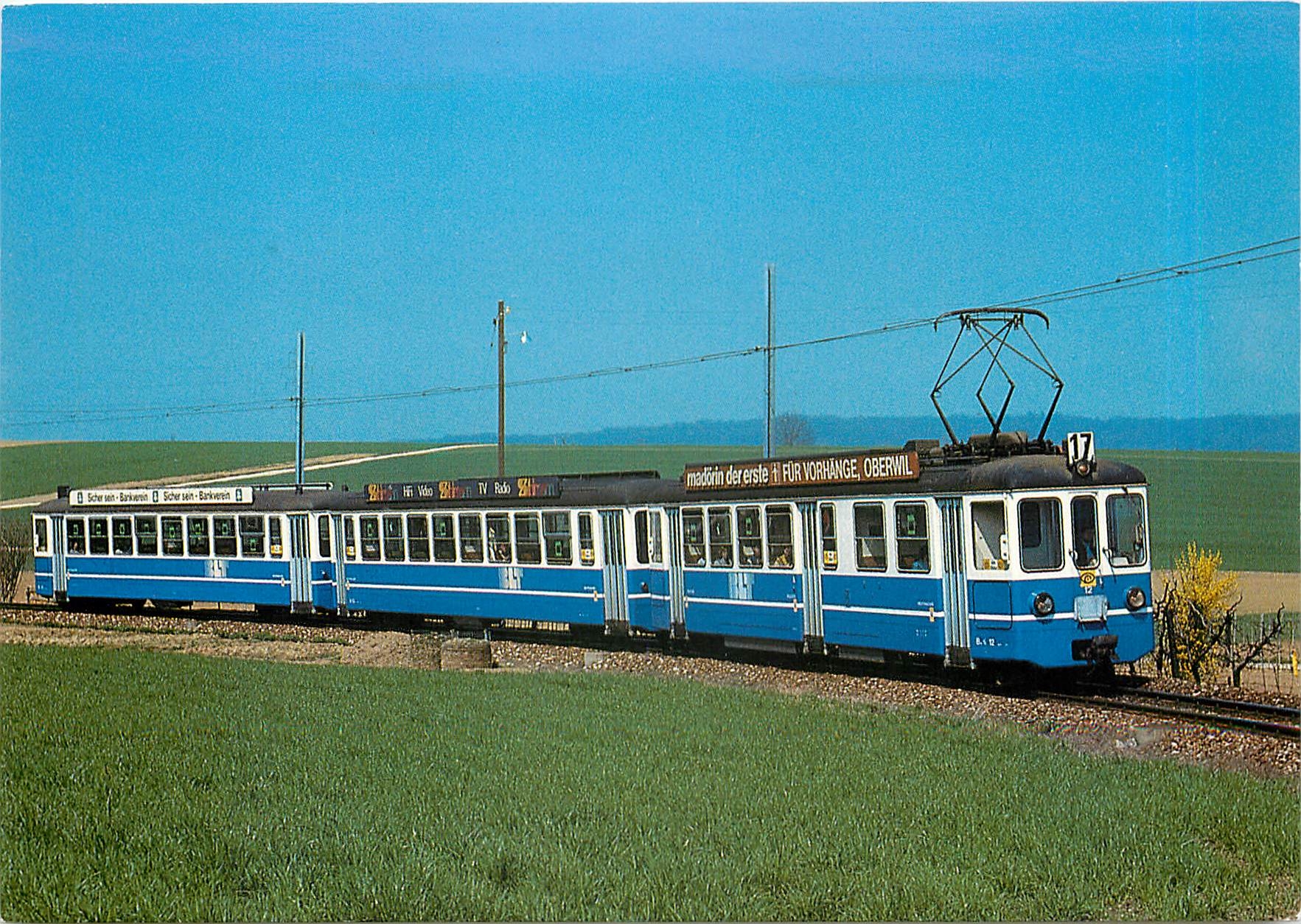 CPM Baselland Transport AG Birsigtalbahn Push pull train with motor car Be 4 4 12