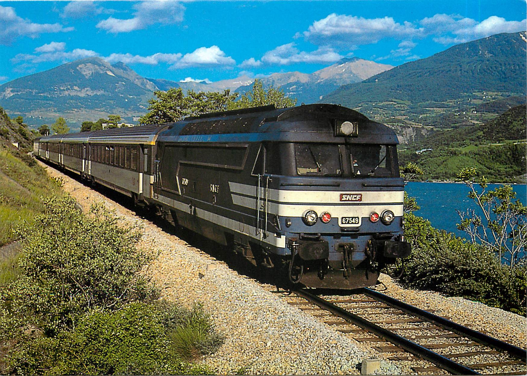 CPM Locomotive BB 67549 on the Briancon Gap section near Savines 