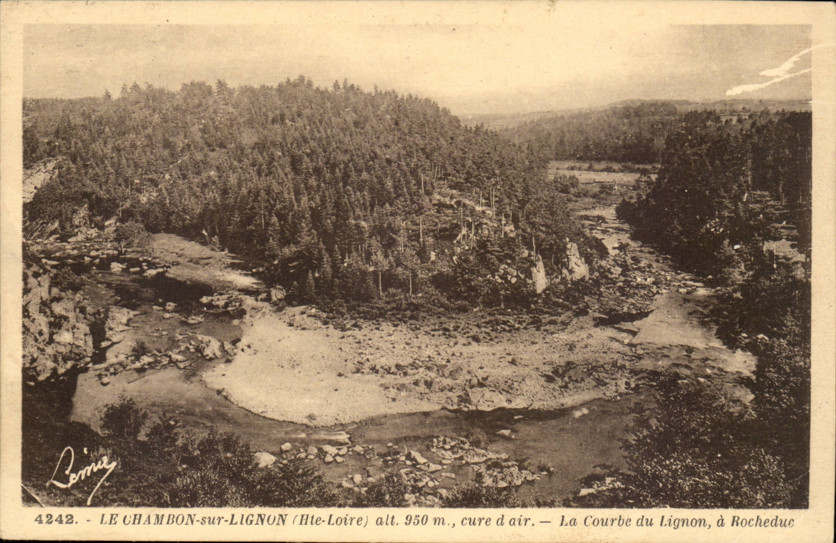Chambon on Lignon CPA the curve of Lignon has Rocheduc