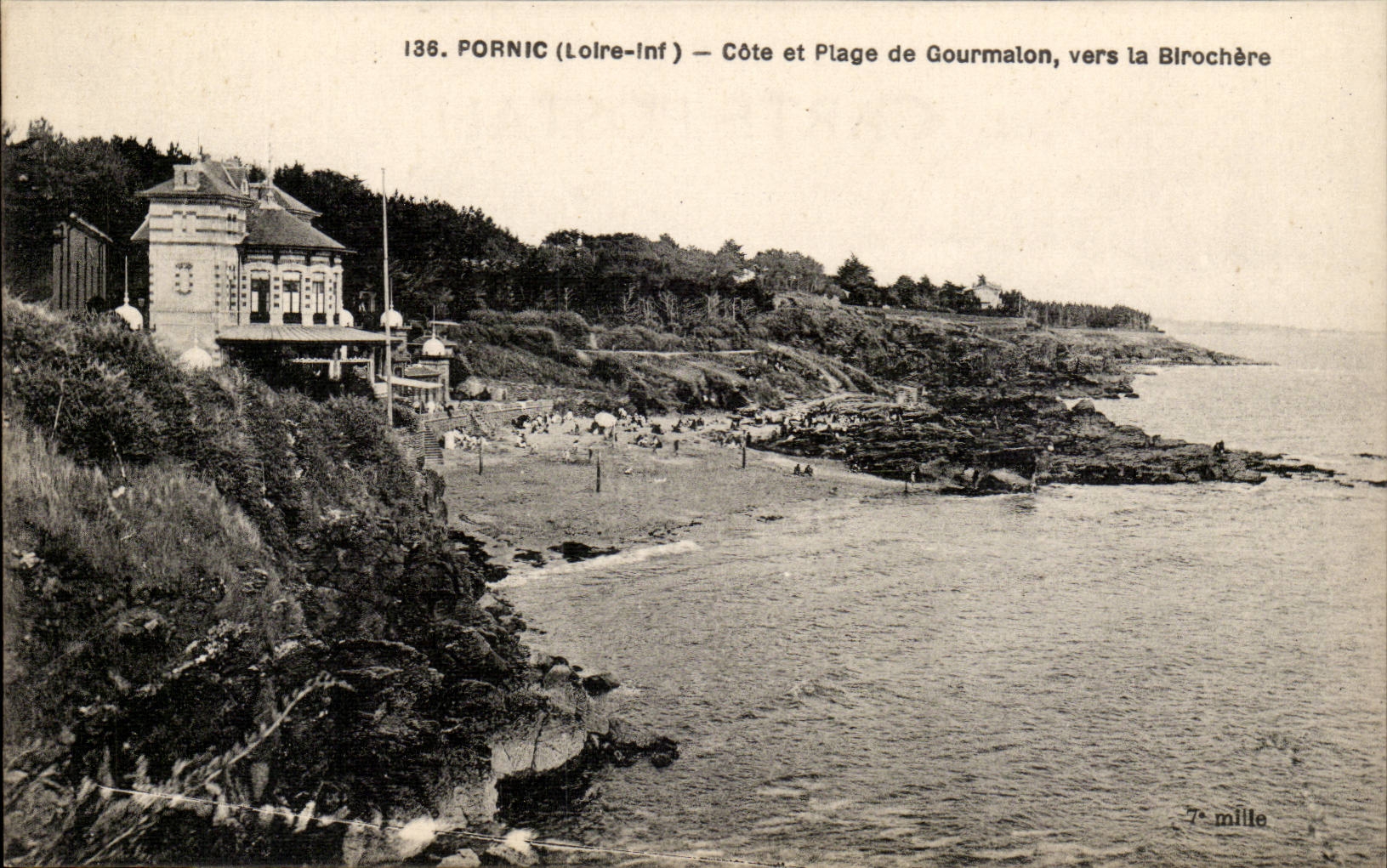Pornic CPA Cote et plage de Gourmalon vers la Birochere