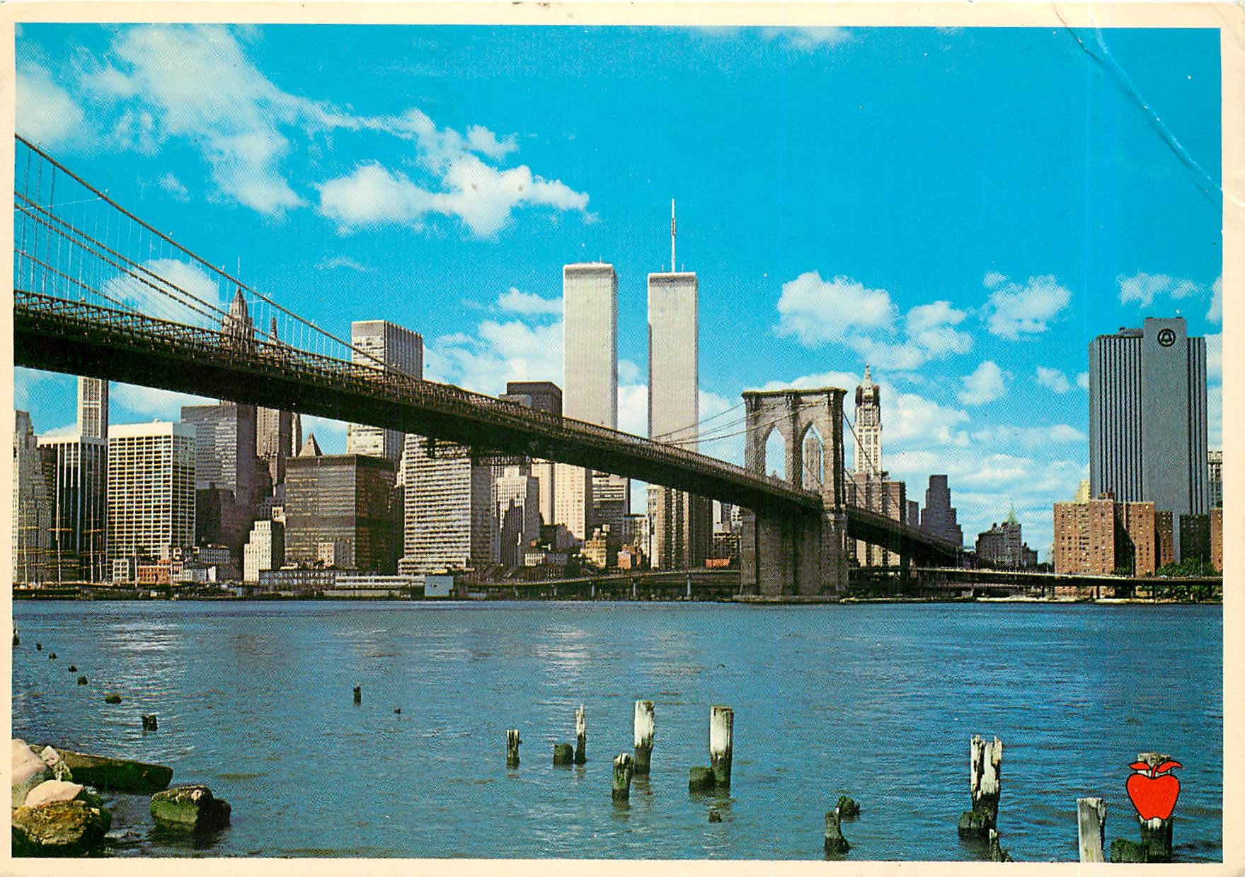 CPM New York City Brooklyn Bridge and the lower Manhattan skyline 