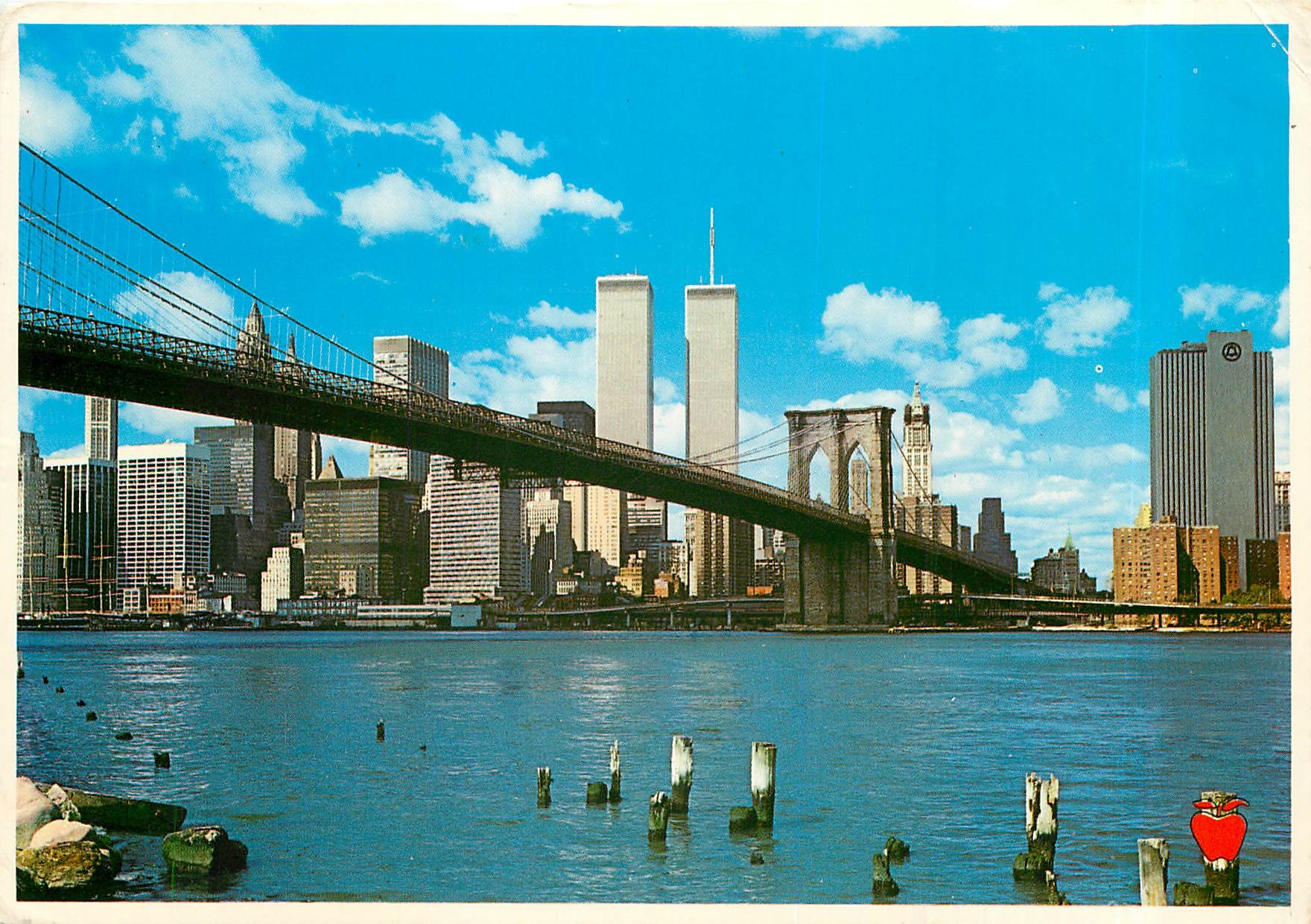 CPM New York City Brooklyn Bridge and the lower Manhattan skyline