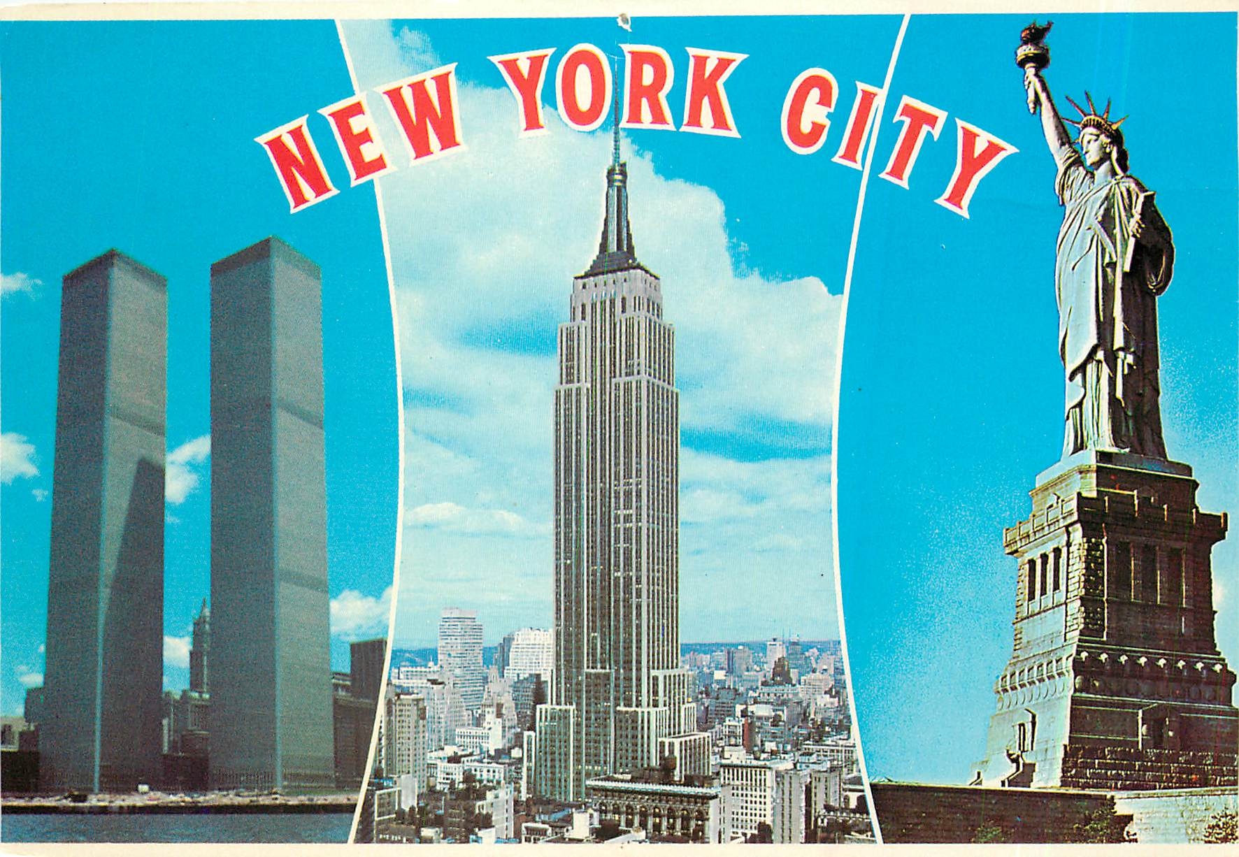 CPM New York City The Statue of Liberty Empire State Building and the World Trade Center