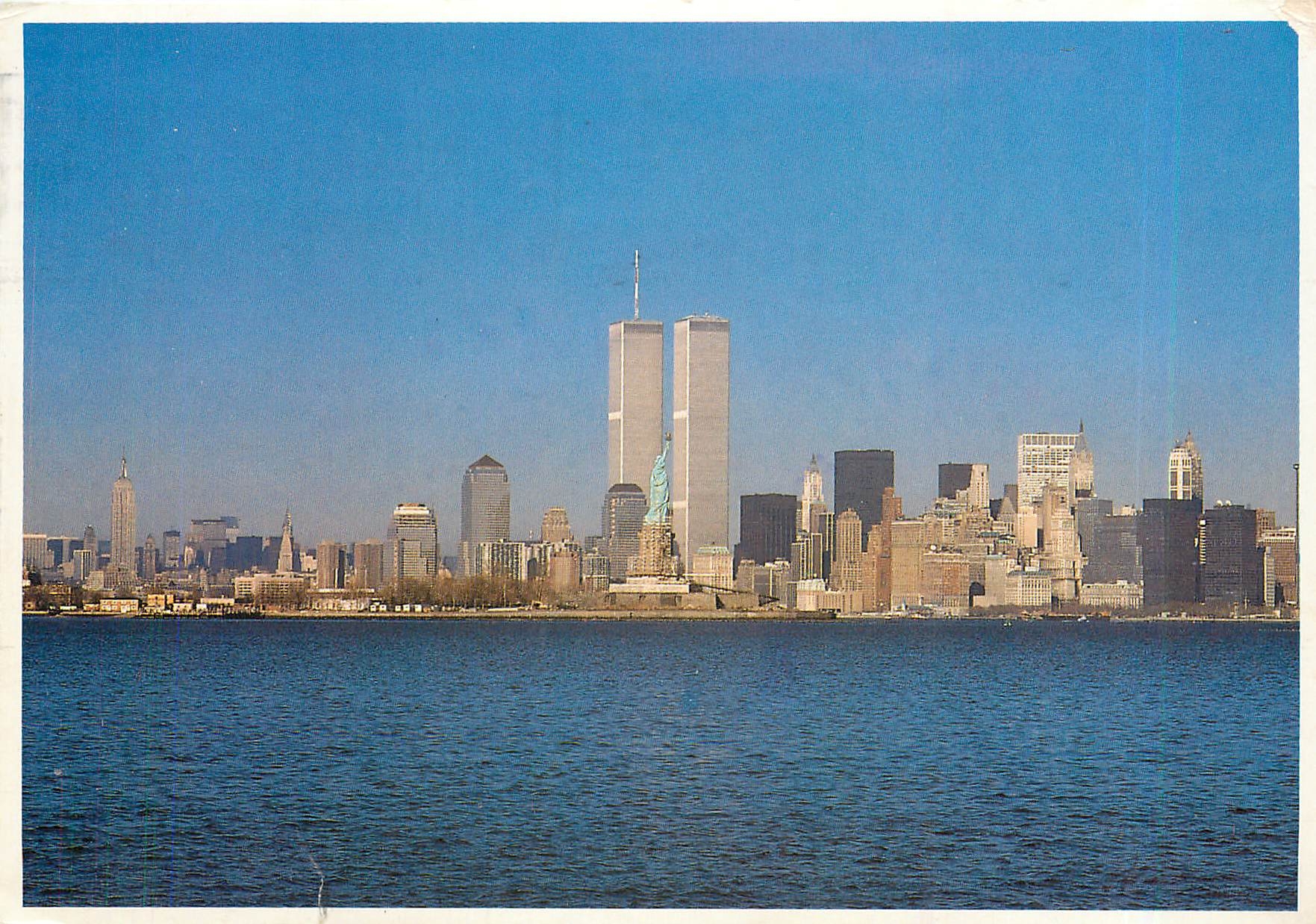 CPM New York City This panoramic view of Manhattan island as seen across Liberty Island including th