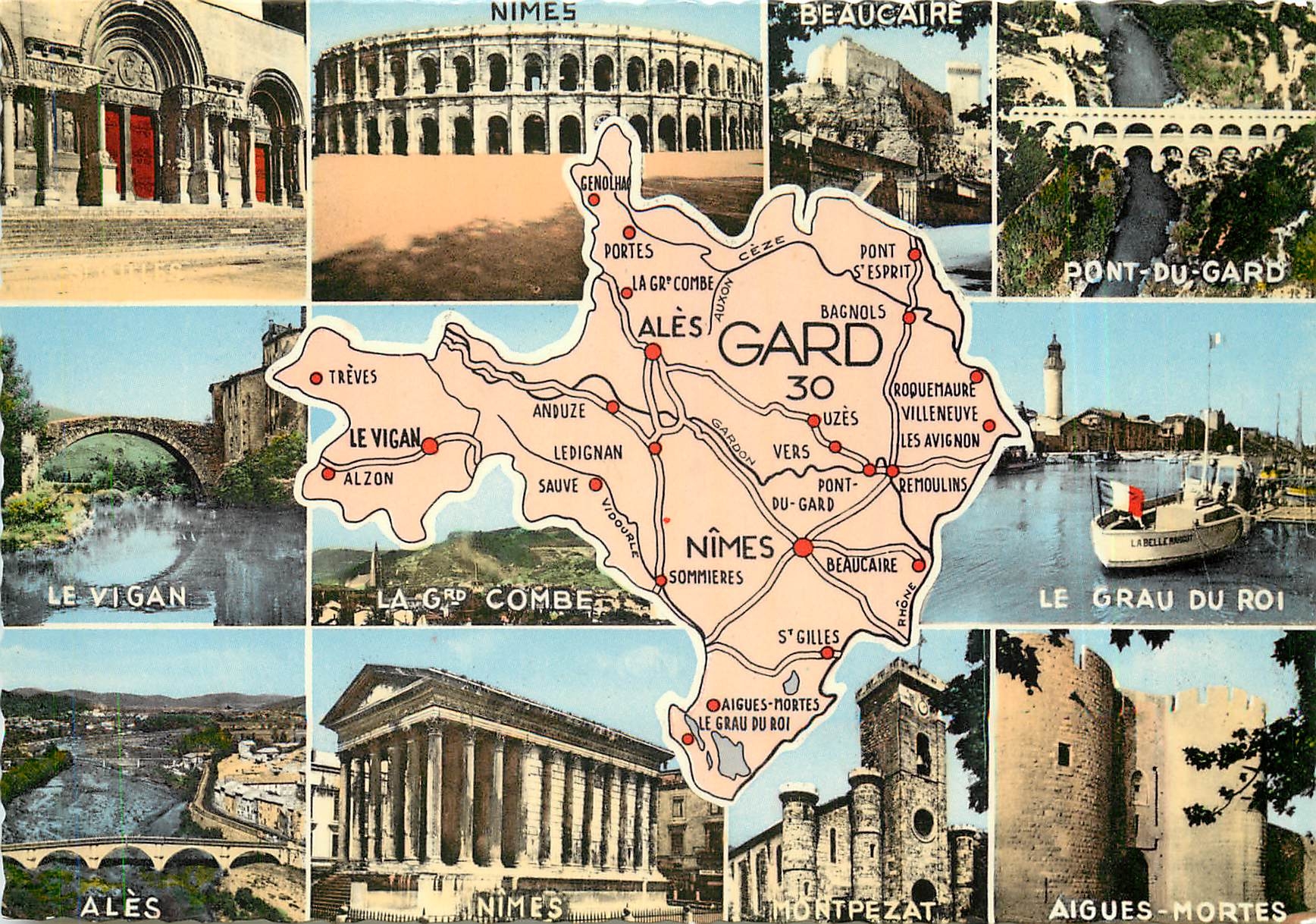 CPM Gard Nimes Beaucaire Pont du Gard Le Vigan 