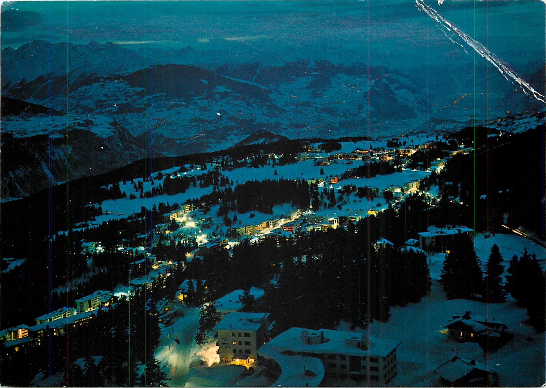 CPM Vue nocturne sur Crans Montana 