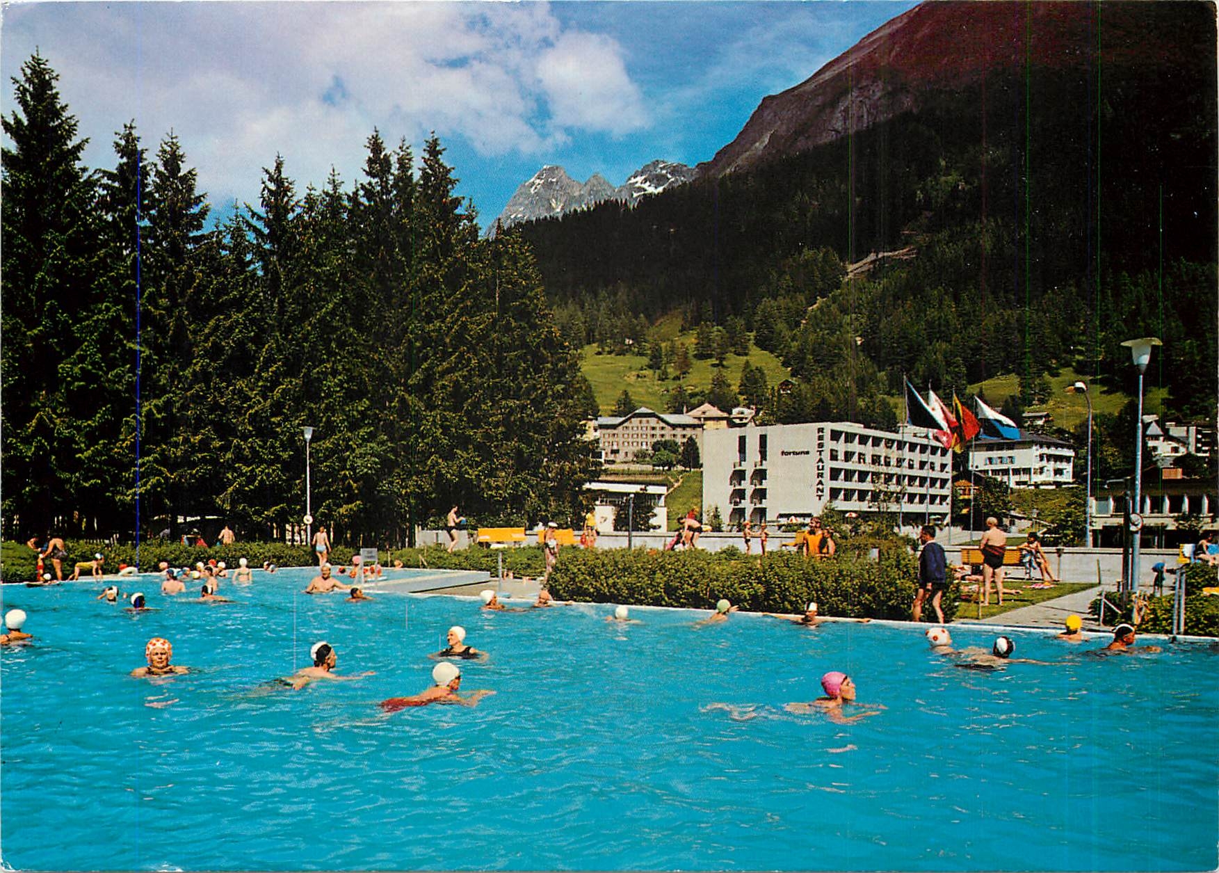 CPM Leukerbad Loeche les Bains Schwimmbad mit Majinghorn 