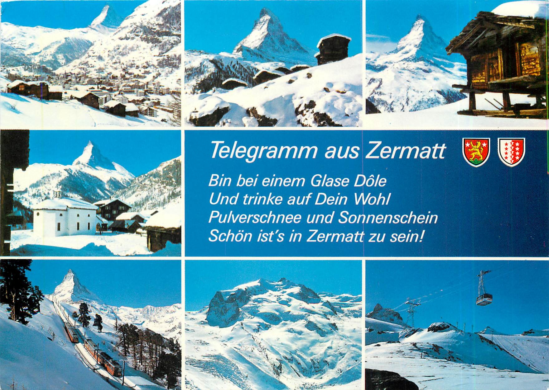 CPM Telegramm aus Zermatt Wallis Schweiz 