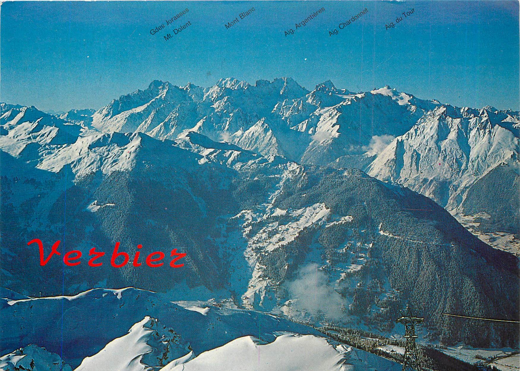 CPM Verbier Suisse Vue sur les champs de ski de Bruson et le massif du Mont Blanc