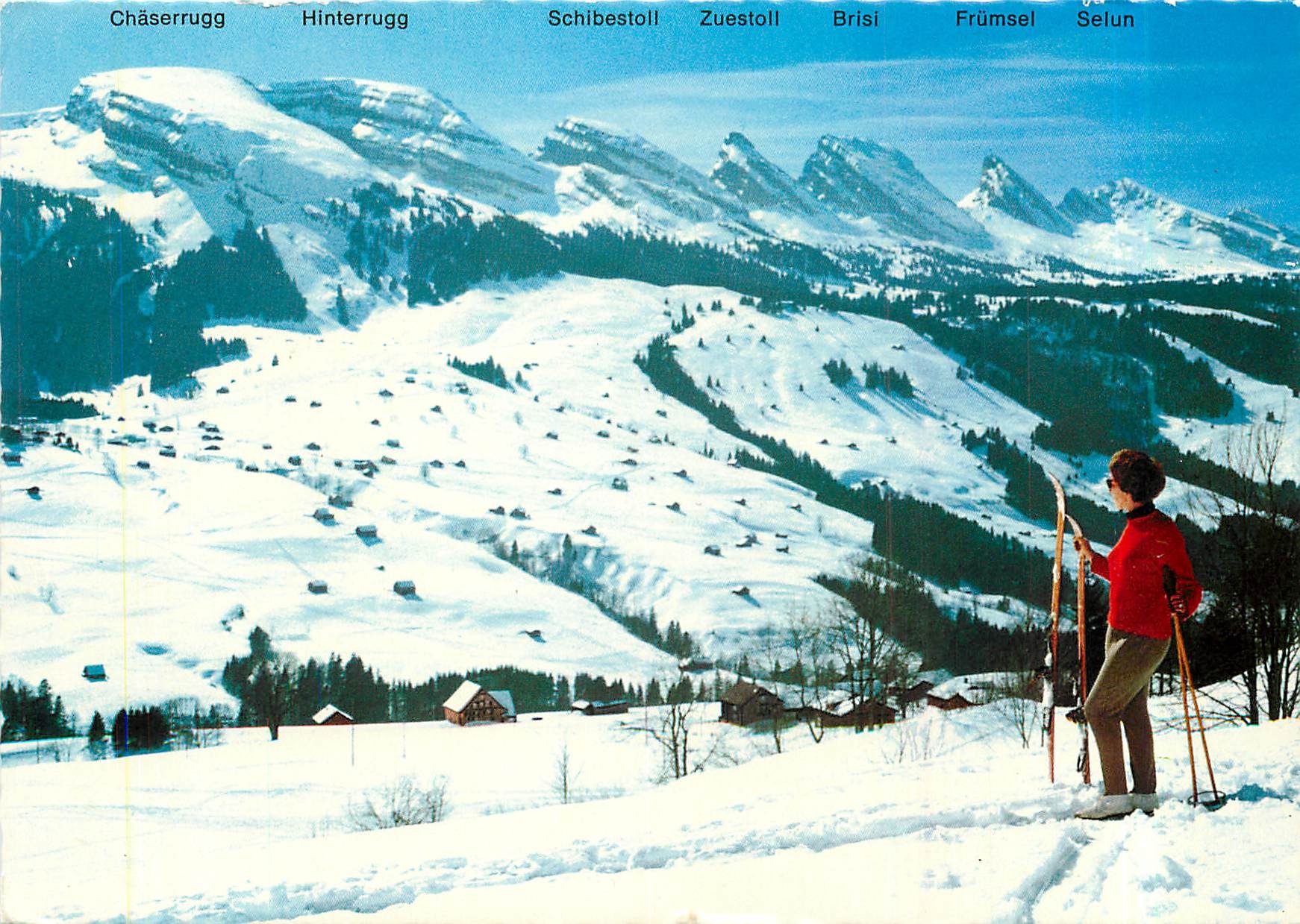 CPM Obertoggenburg Schweiz Blick von Wildhaus Die Churfirsten Iltios und Sellamatt