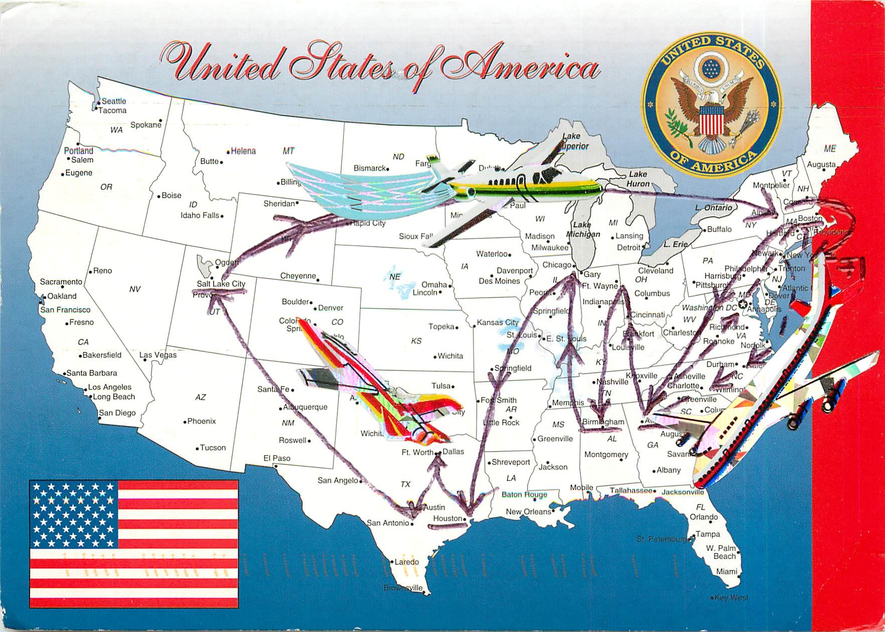 CPM United States of America The Continental United States of America with the major cities American