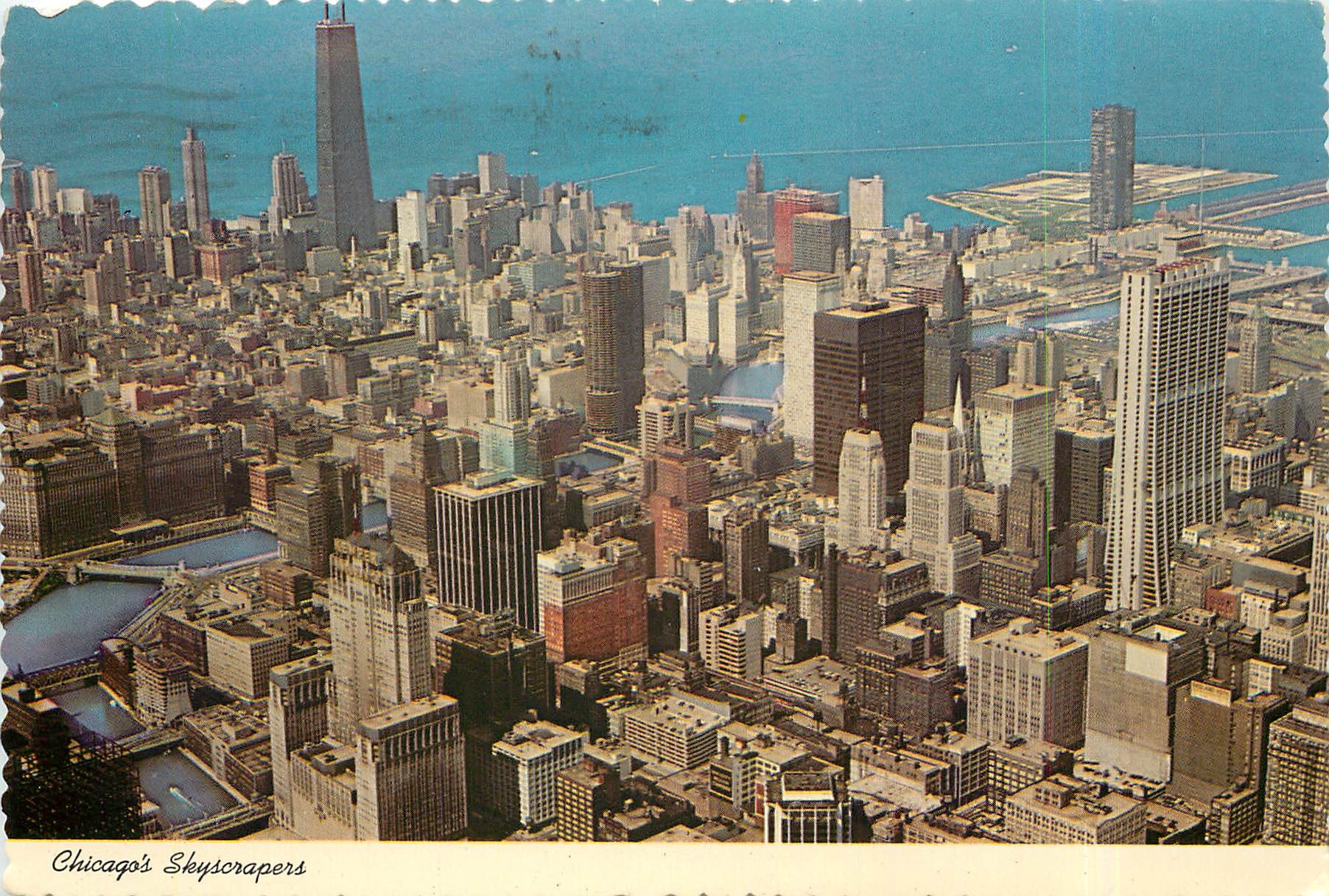 CPM Chicagos Skyscrapers Chicago Illinois Aerial view of Downtown Chicago