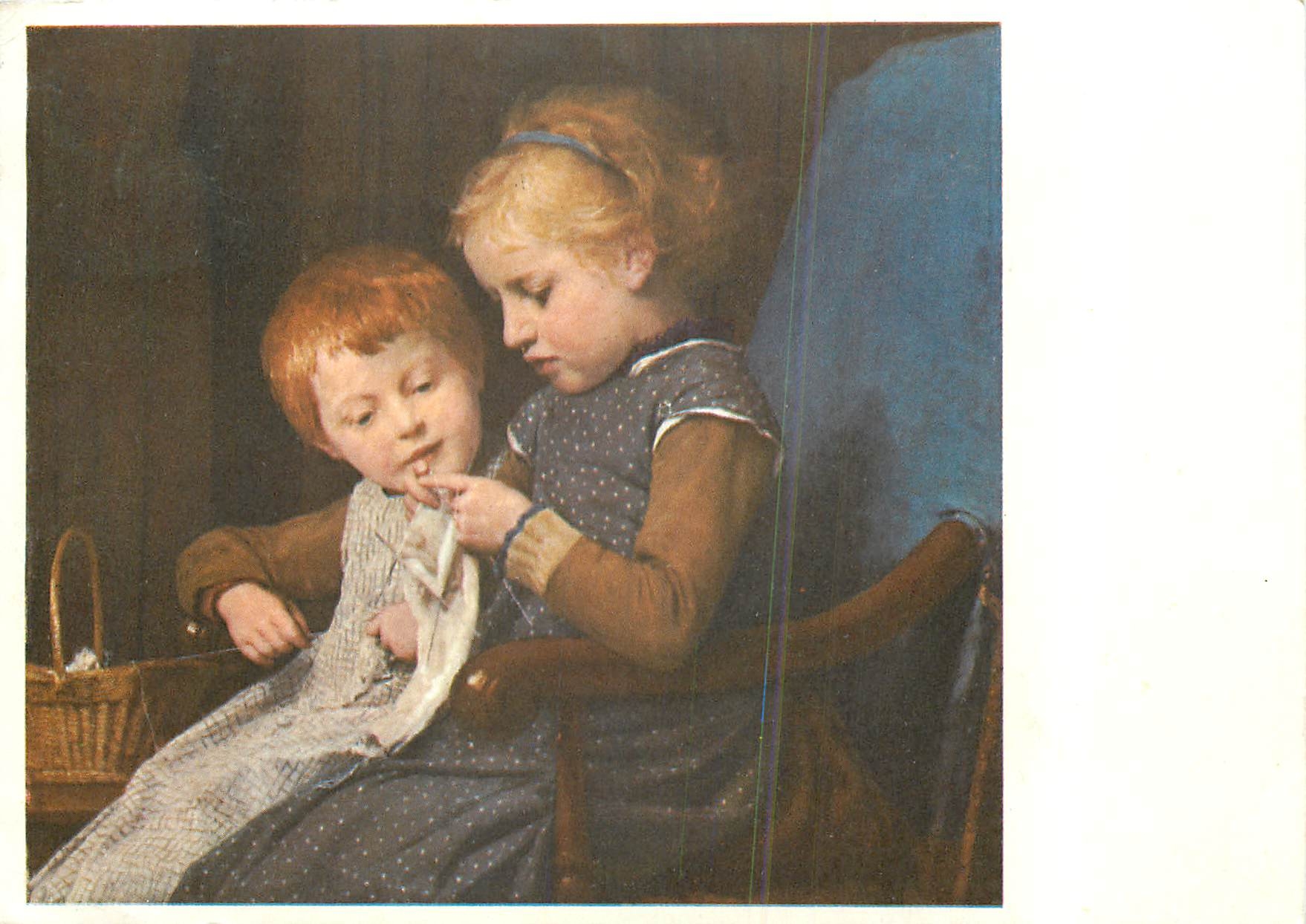 CPM Albert Anker 1831 1910 Die Strickstunde La lecon de tricotage 