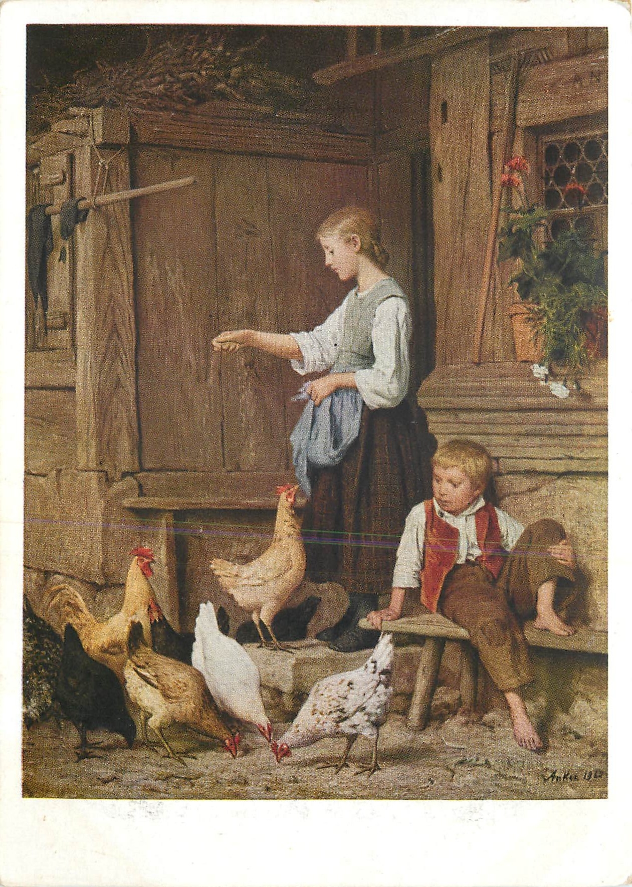 CPM Albert Anker Les Poules Musee des Beaux Arts Neuchatel 