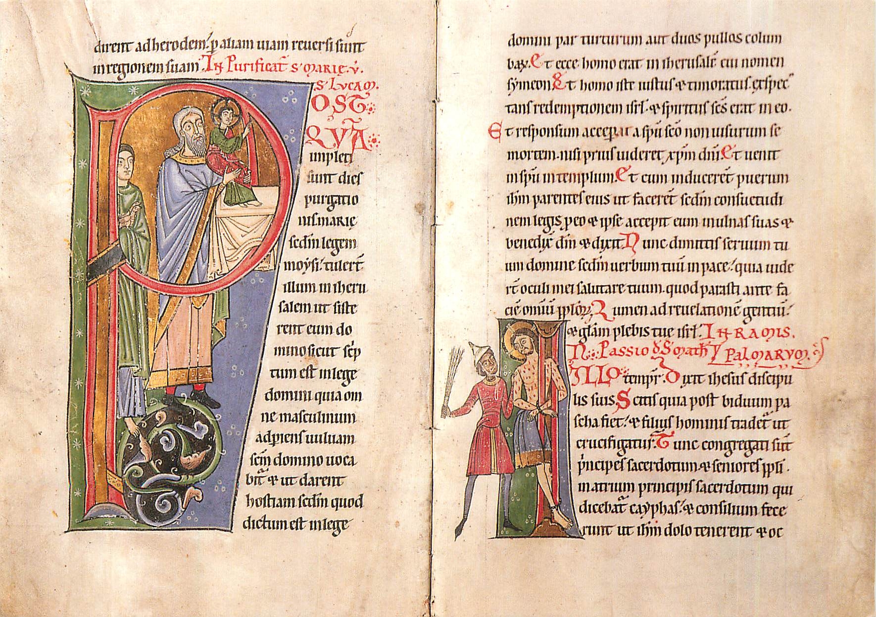 CPM Lettre P ornee d'une Presentation au Temple et Flagellation