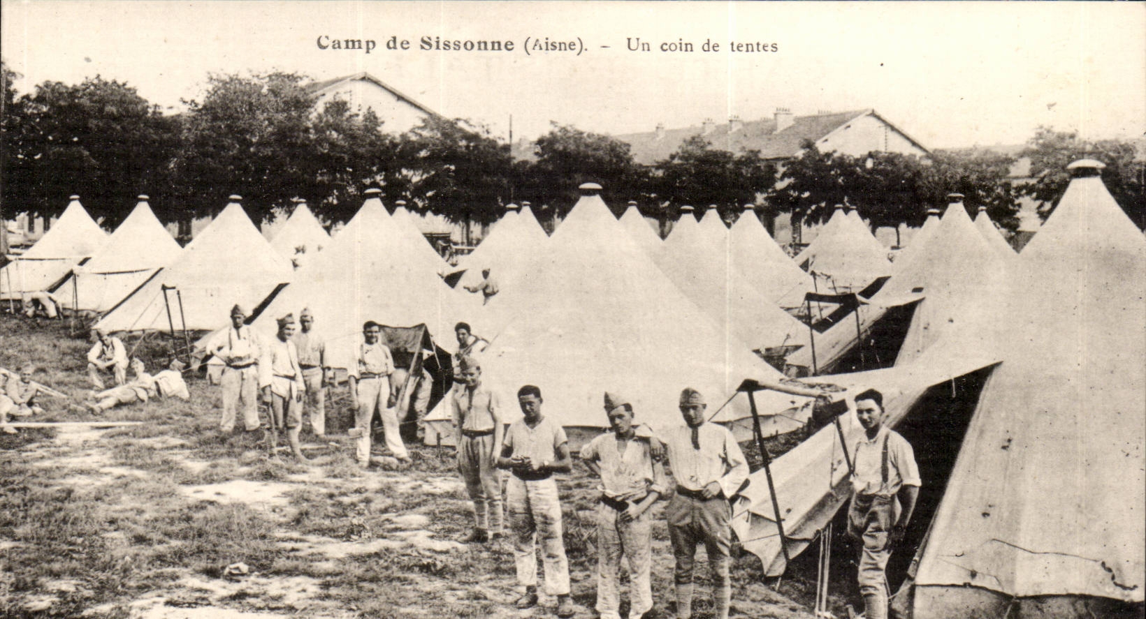 Camp of Sissonne - a Corner of Tents - militaria - CPA