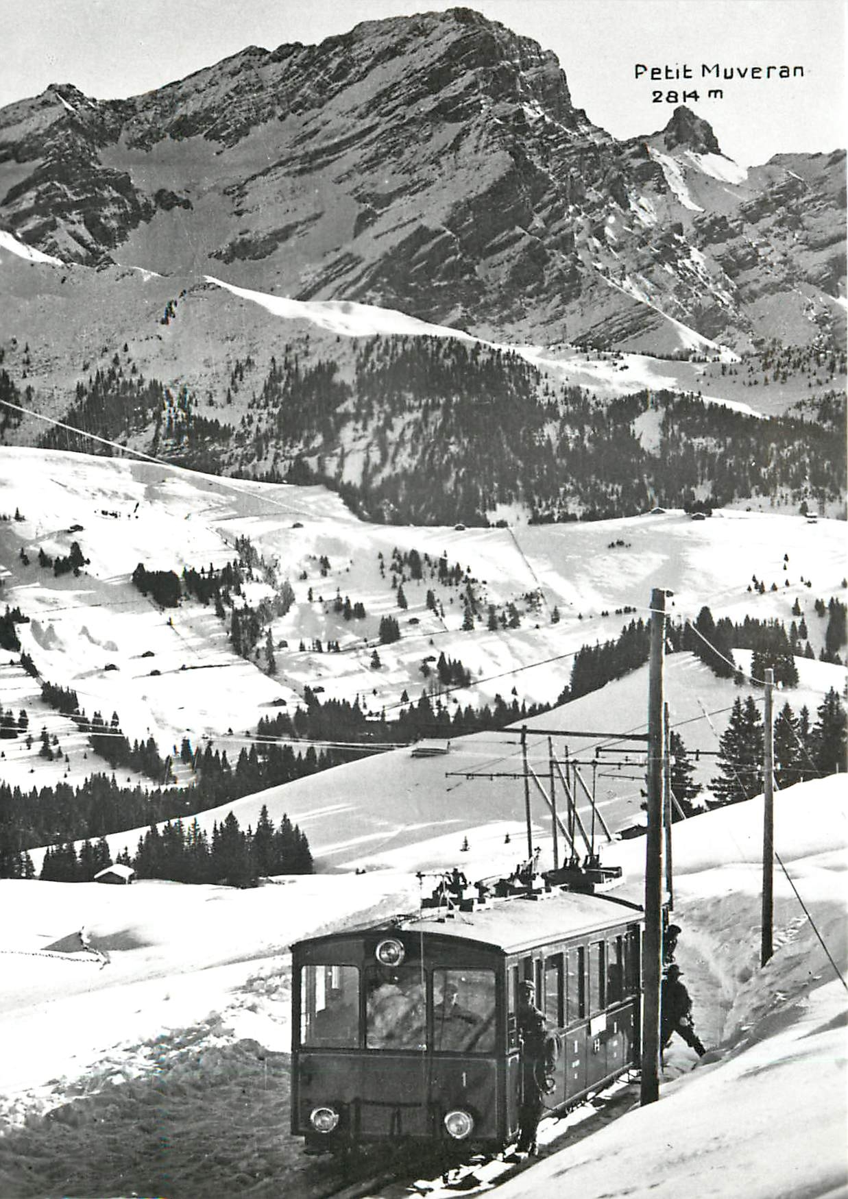 CPM Train Villars-Bretaye en dessus du Col de Soud. Vers 1925