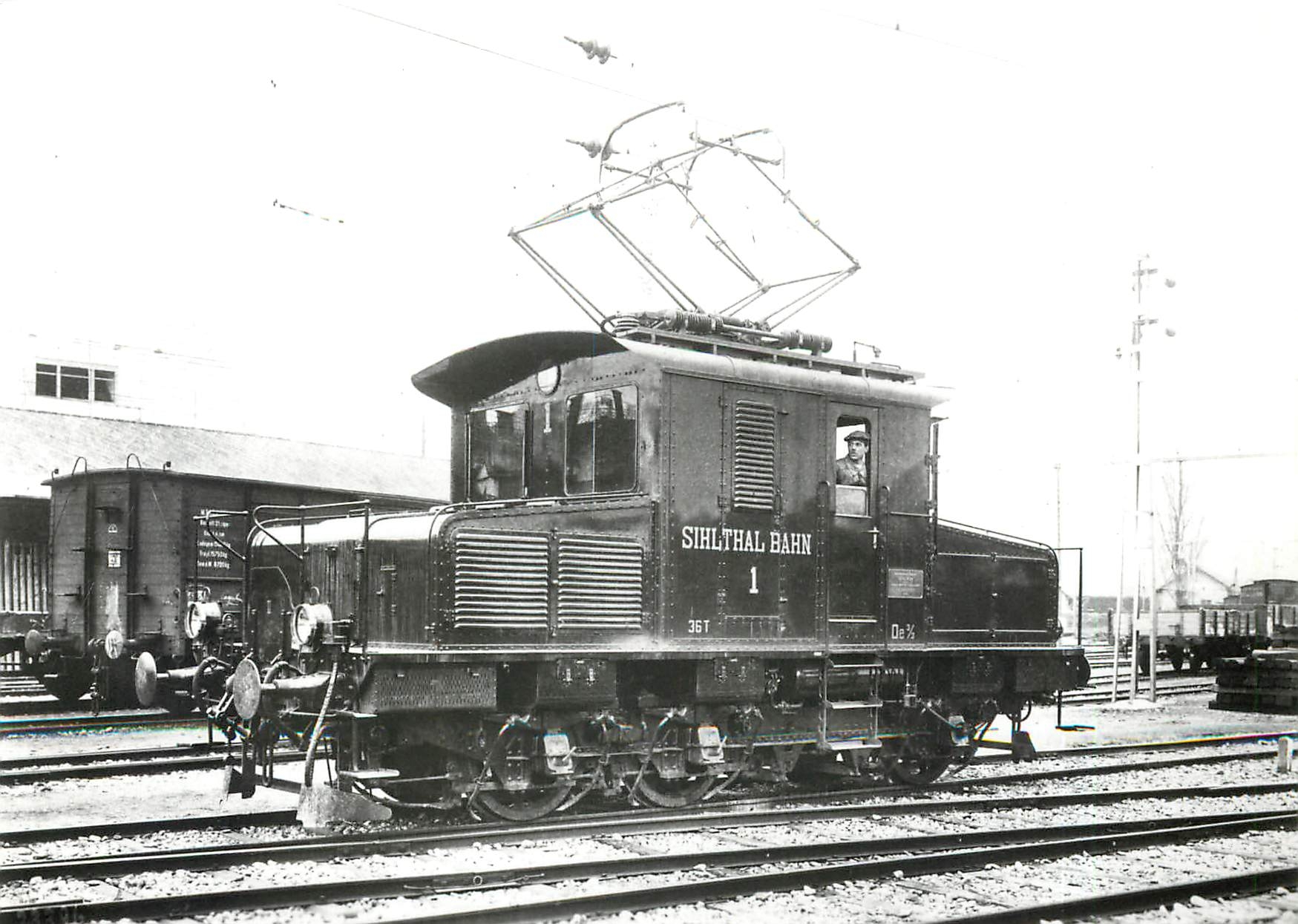 CPM SITB-Pendelzug CFe 4/4 91 + Ct4ue auf Probefahrt im Sihlwald 1955