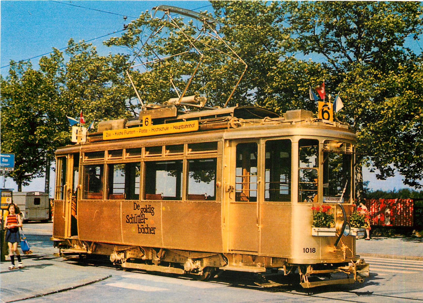 CPM Zur Erinnerung an eine Fahrt mit em goldige Sachsitram der Verkehrsbetriebe der Stadt Zurich