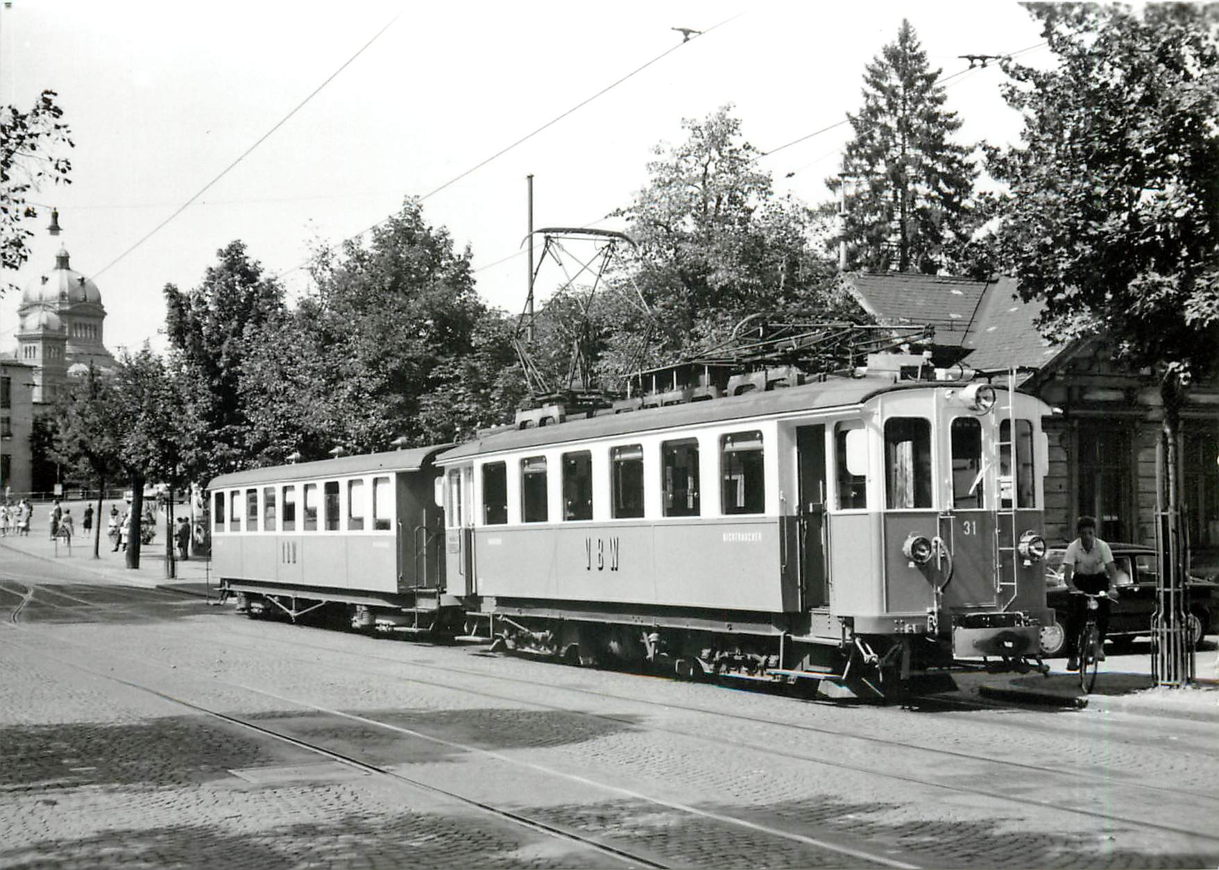 CPM Be 4/4 31 à Berne Kirchenfeld.Aout 1962. photo J-L Rochaix