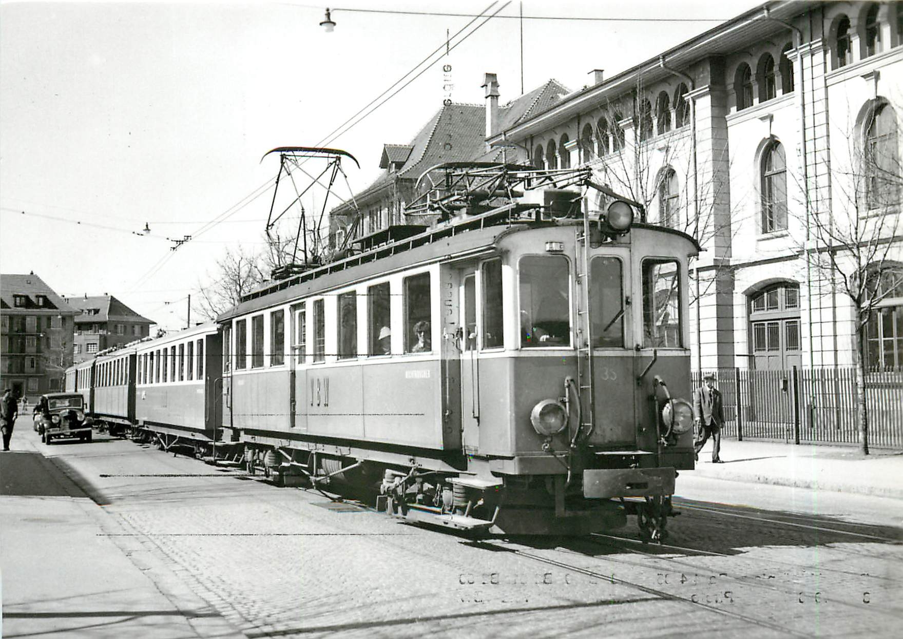 CPM Bern Militarplatz  be 4/4 35  B13 B10 B2 51  B2 50.8.4.1956 photo J-J Meltzer