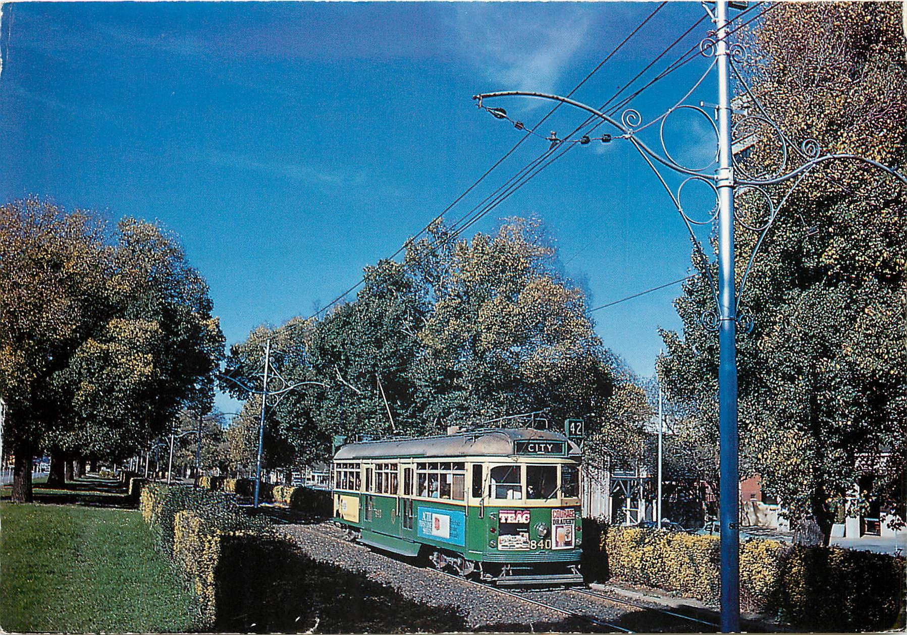 CPM W Class tram 840 glides along Victoria Parade in May 1073   photo by R.J Marsh T 102