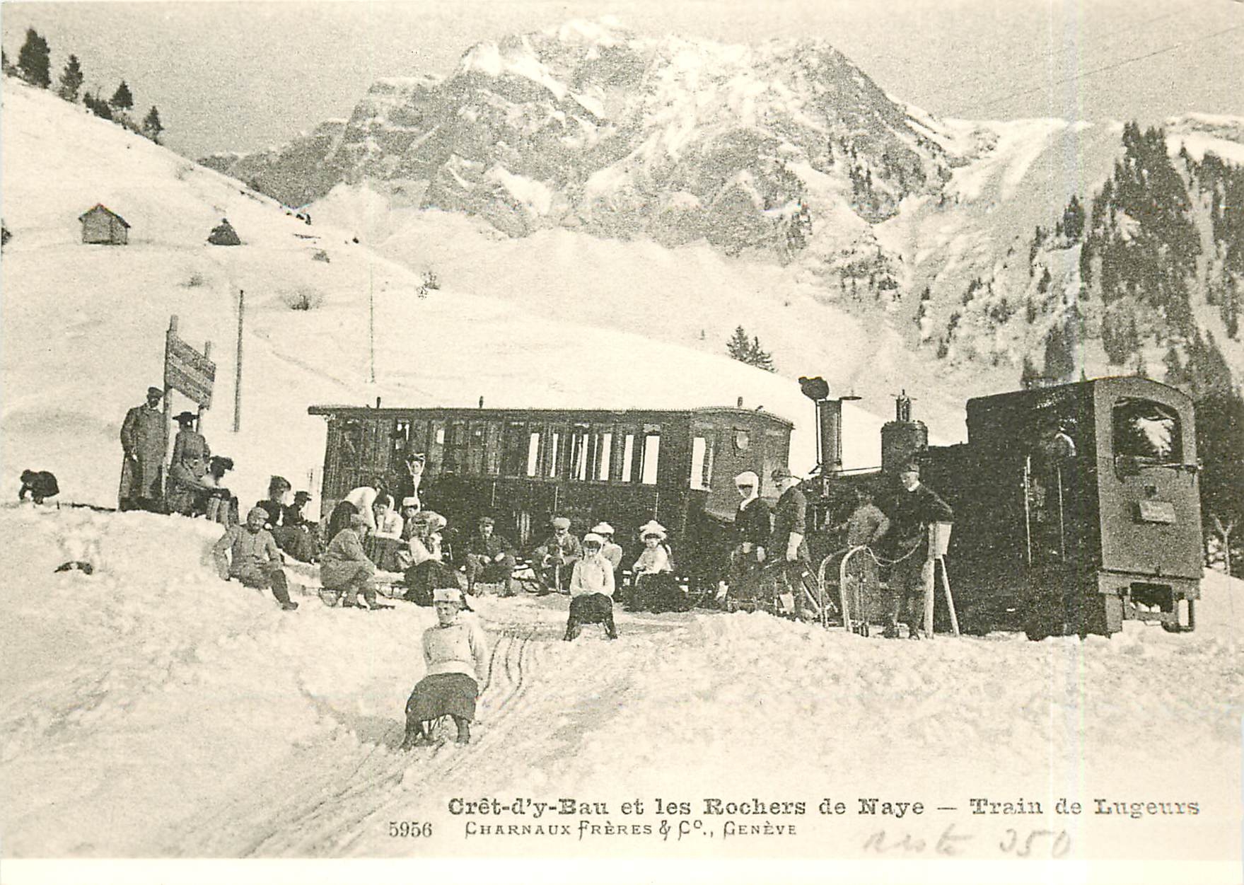 CPM Train de lugeurs à Crêt-d'y-Bau Vers 1905
