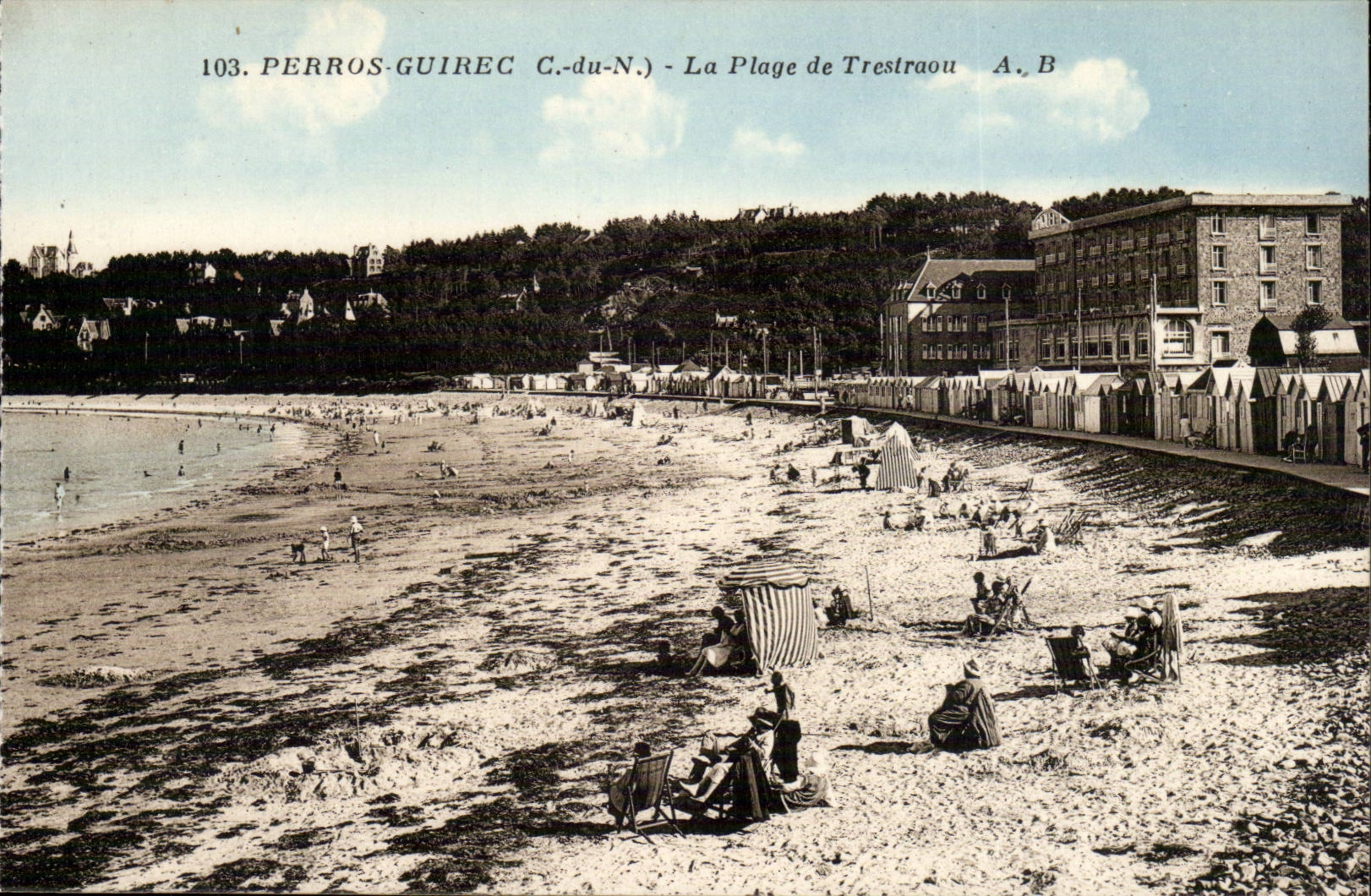 Perros Guirec CPA Beach of Trestraou
