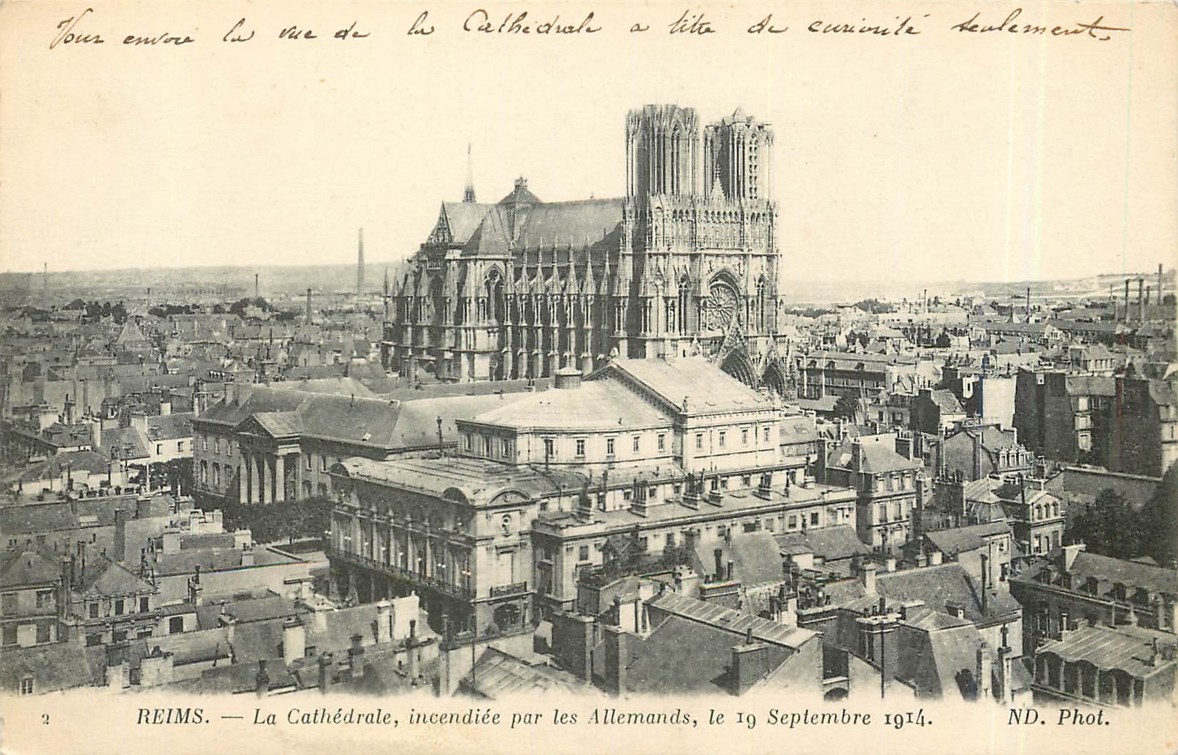 CPA REIMS-La Cathedrale  incendiee par les Allemand le 19 septembre 1914