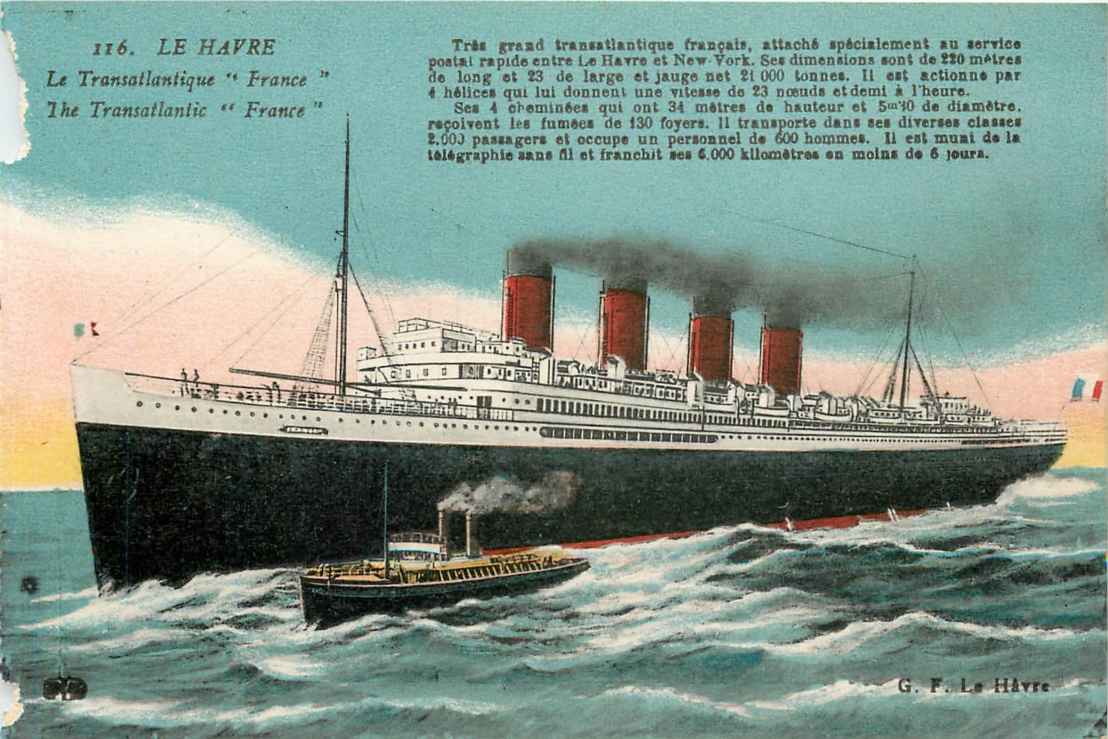 CPA Le Havre Le Transatlantique France Bateau