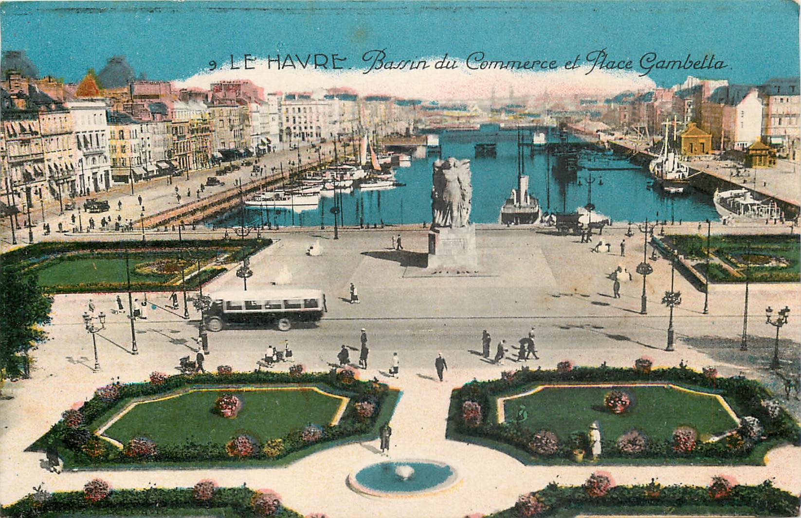CPA Le Havre Bassin du Commerce et Place Gambetta