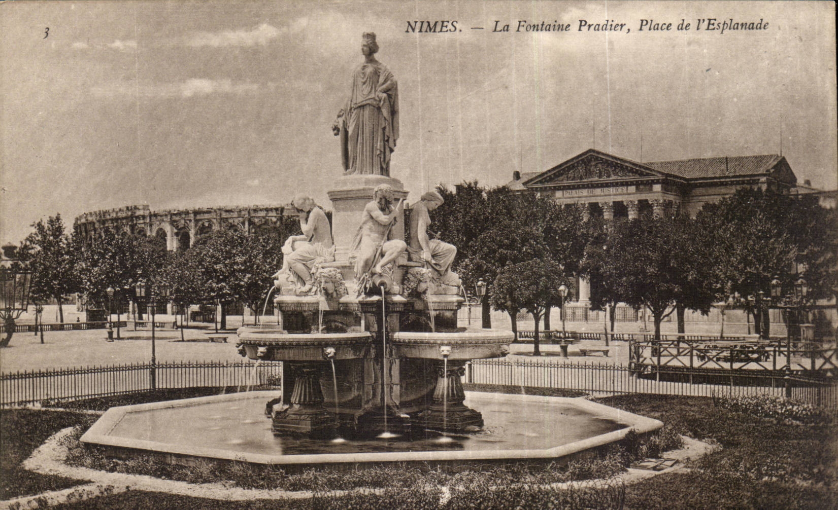 Nimes - the Pradier Fountains - Place of the Esplanade - CPA