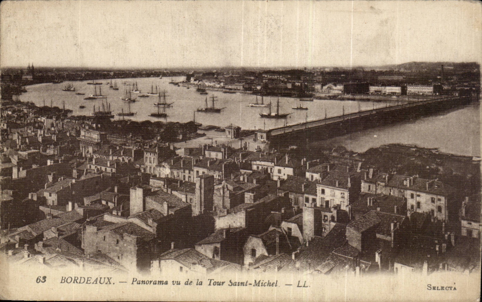 Bordeaux - panorama seen of the Tower Michel saint - CPA