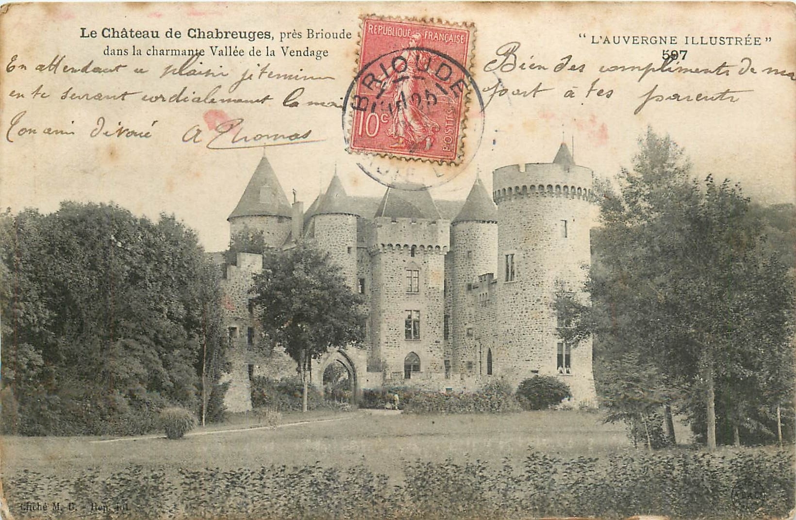 CPA Le Chateau de Chabreuge pres Brioude dans la charmanie Vallee de la Vendage 